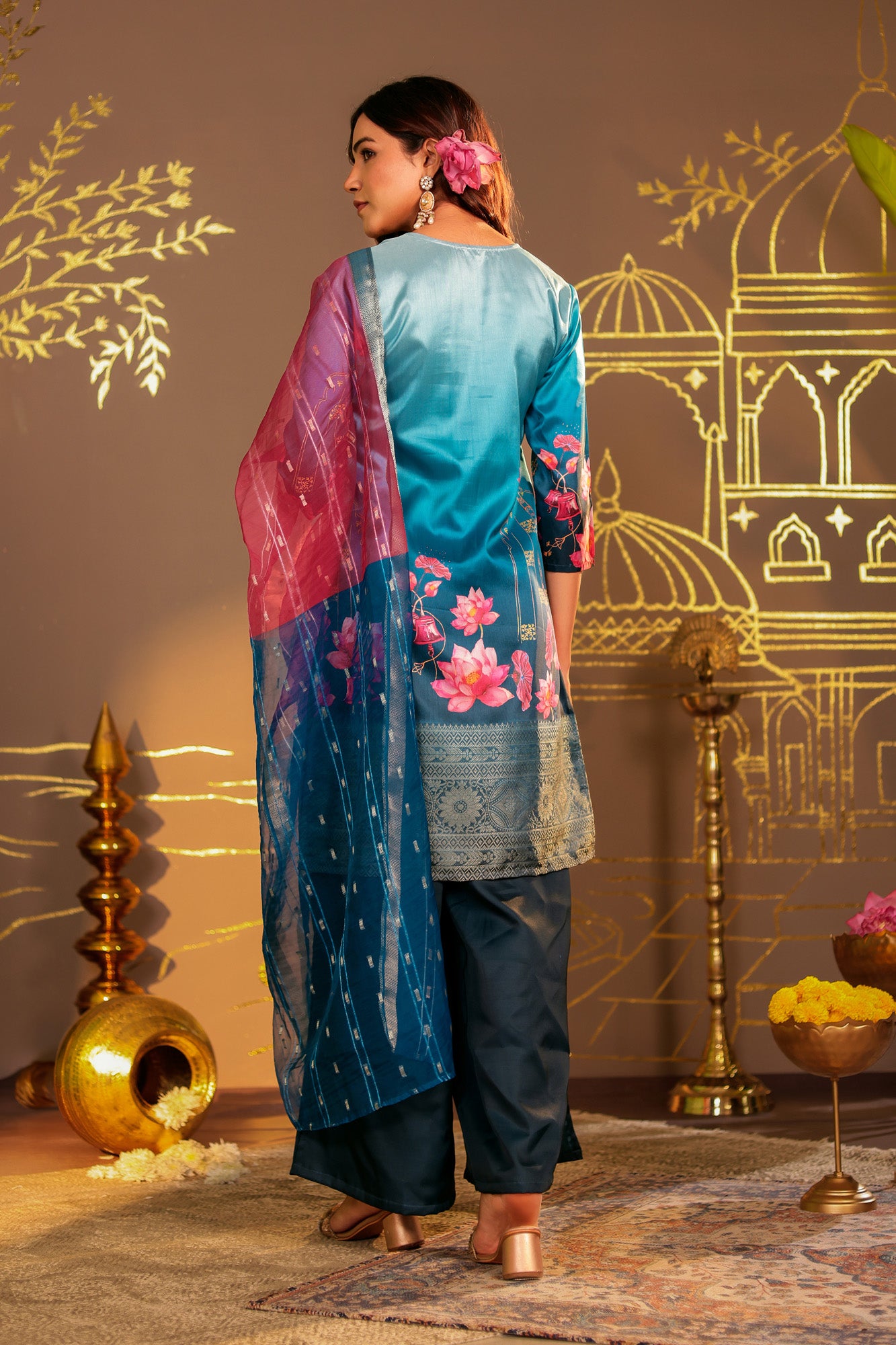 Blue Ombre Kurta set with Palazzo
