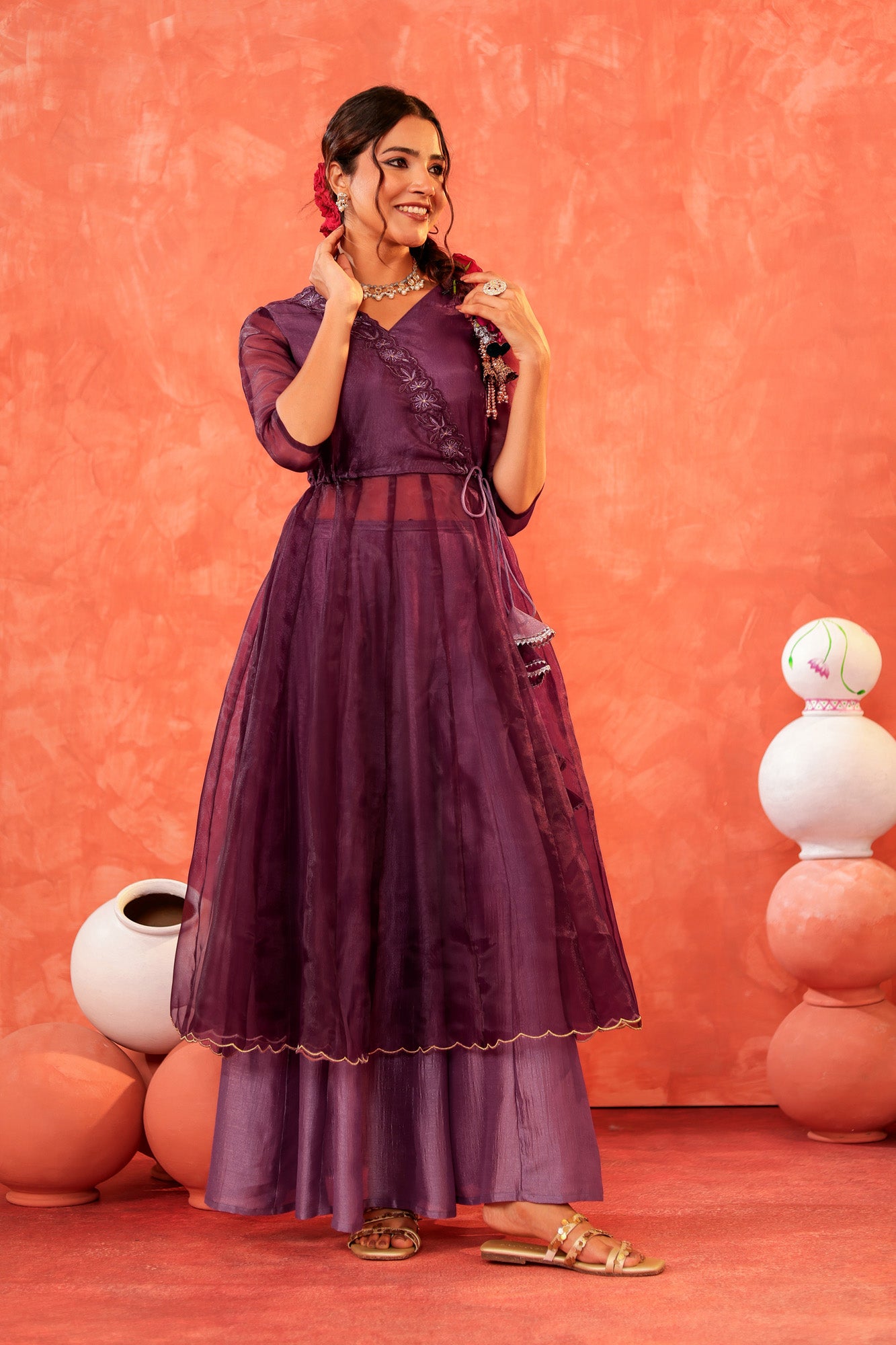 Purple Angrakha Lehenga Set
