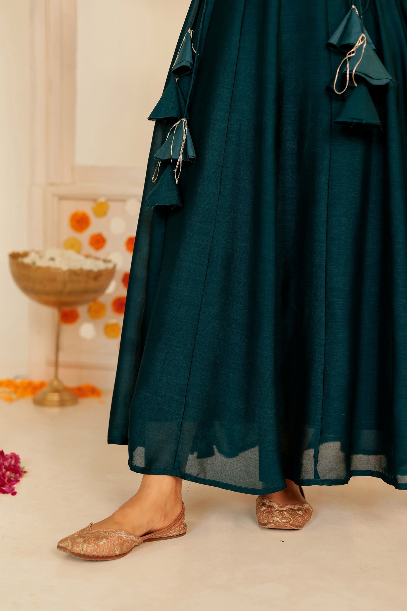 Dark Green Embroidered Dress