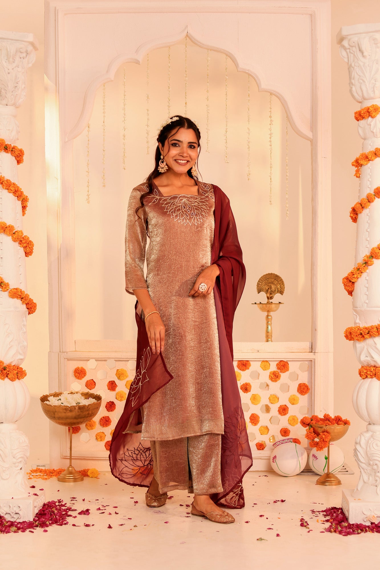 Rose Silver Ustav Kurta Set