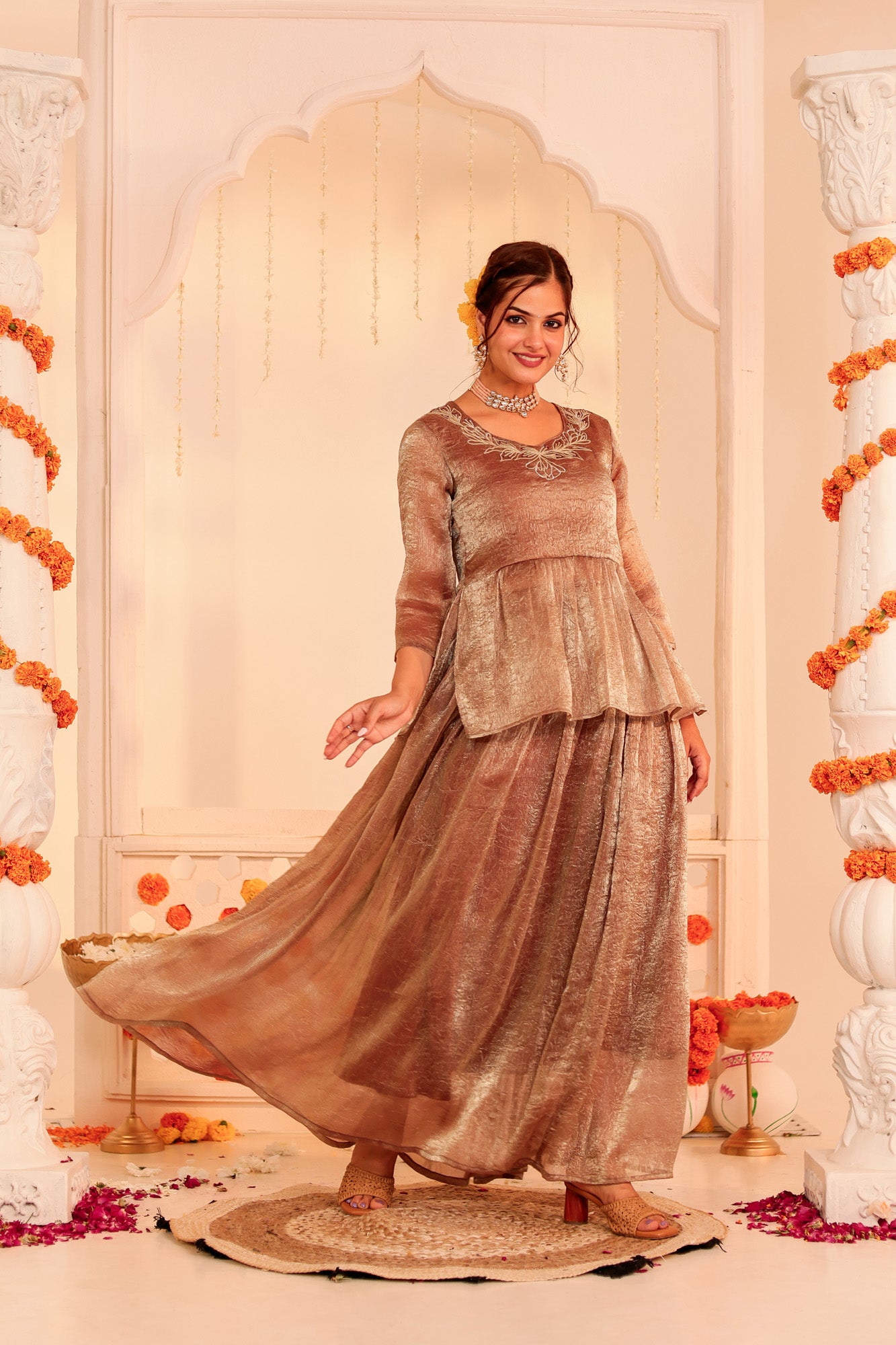 Lilac Silver Kurti and Sharara Set