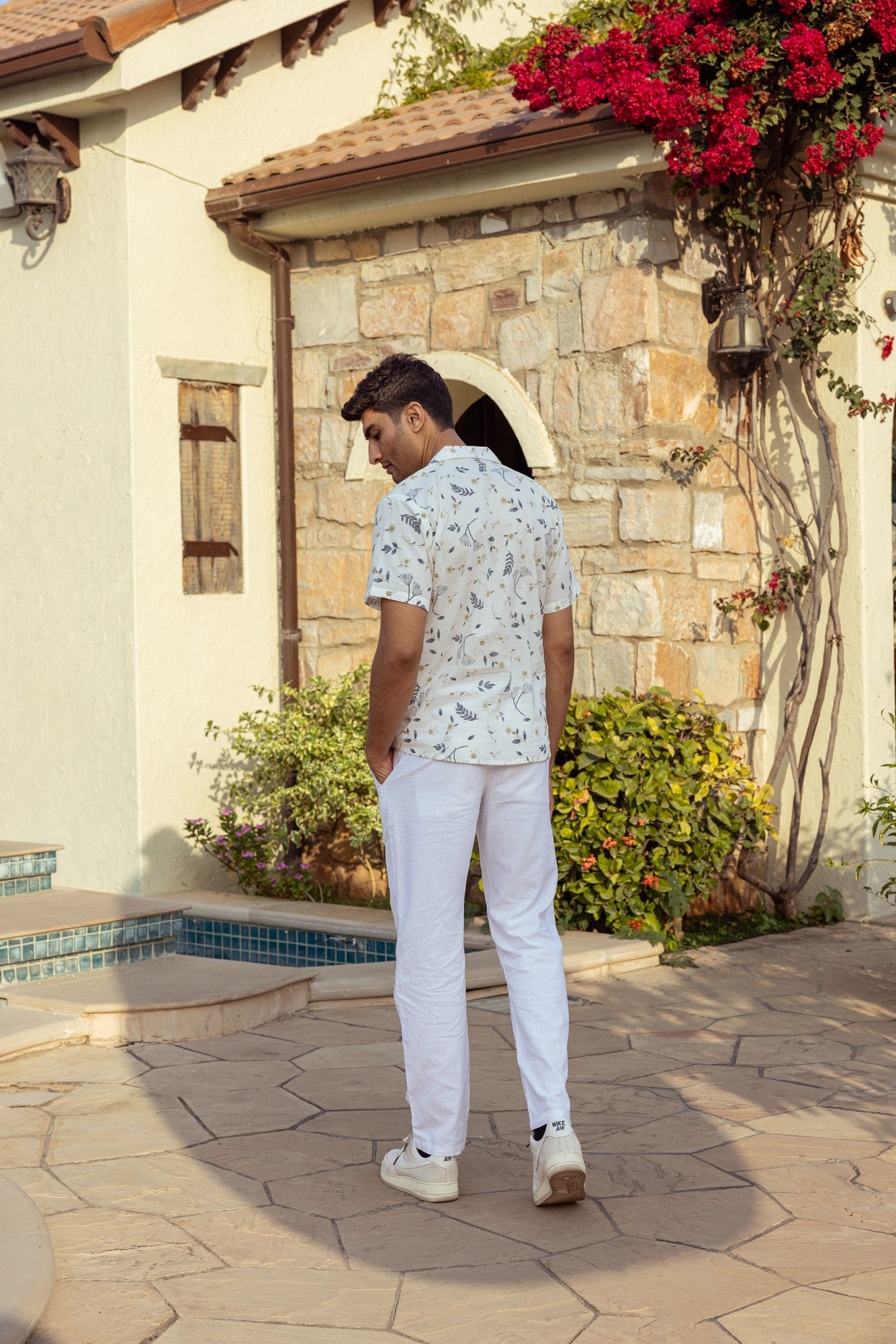 Tropical Print Cuban Collar Mens Shirt