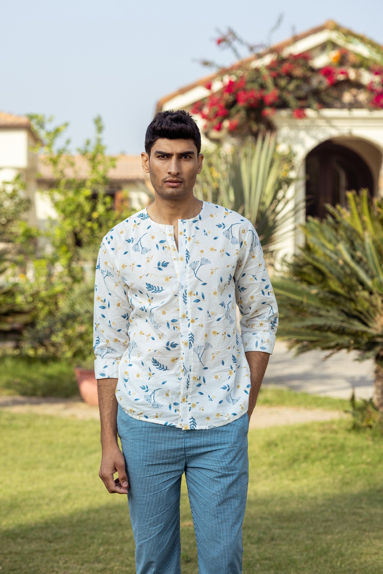 Blue Tropical Mens Shirt
