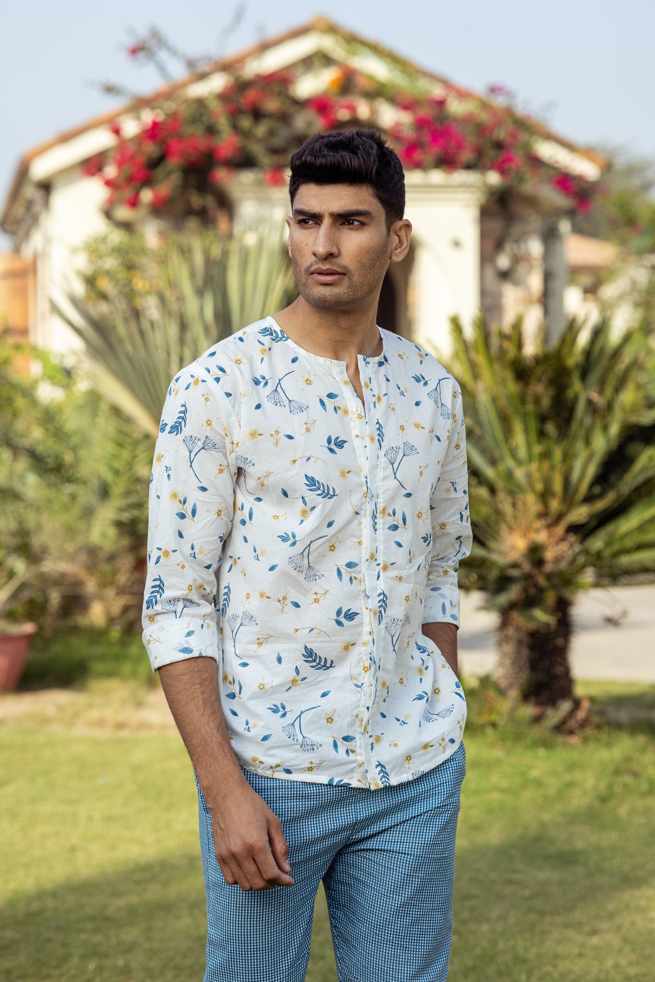 Blue Tropical Mens Shirt