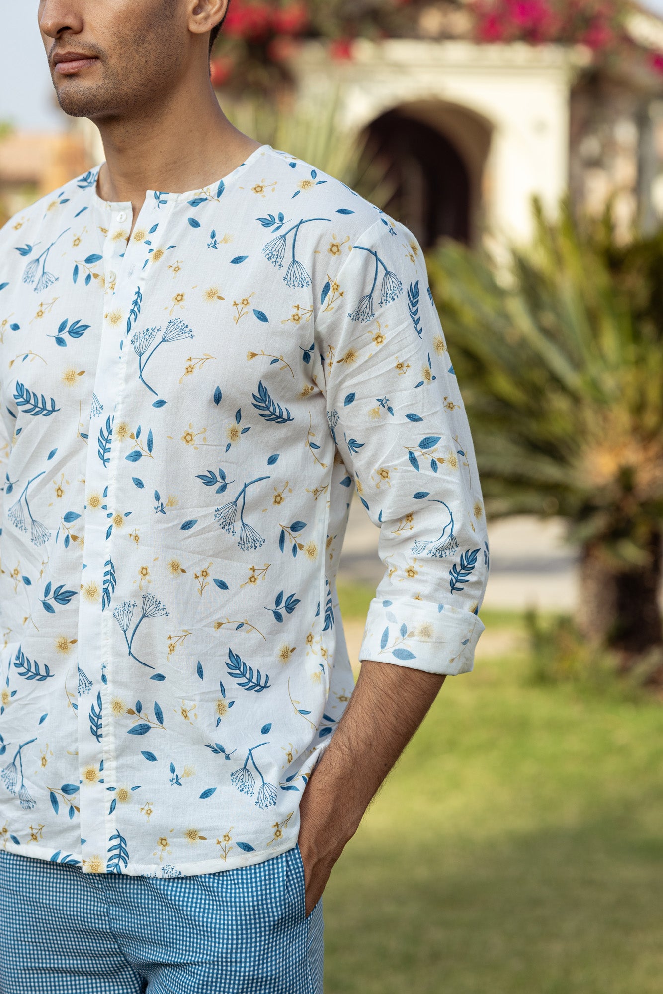 Blue Tropical Mens Shirt