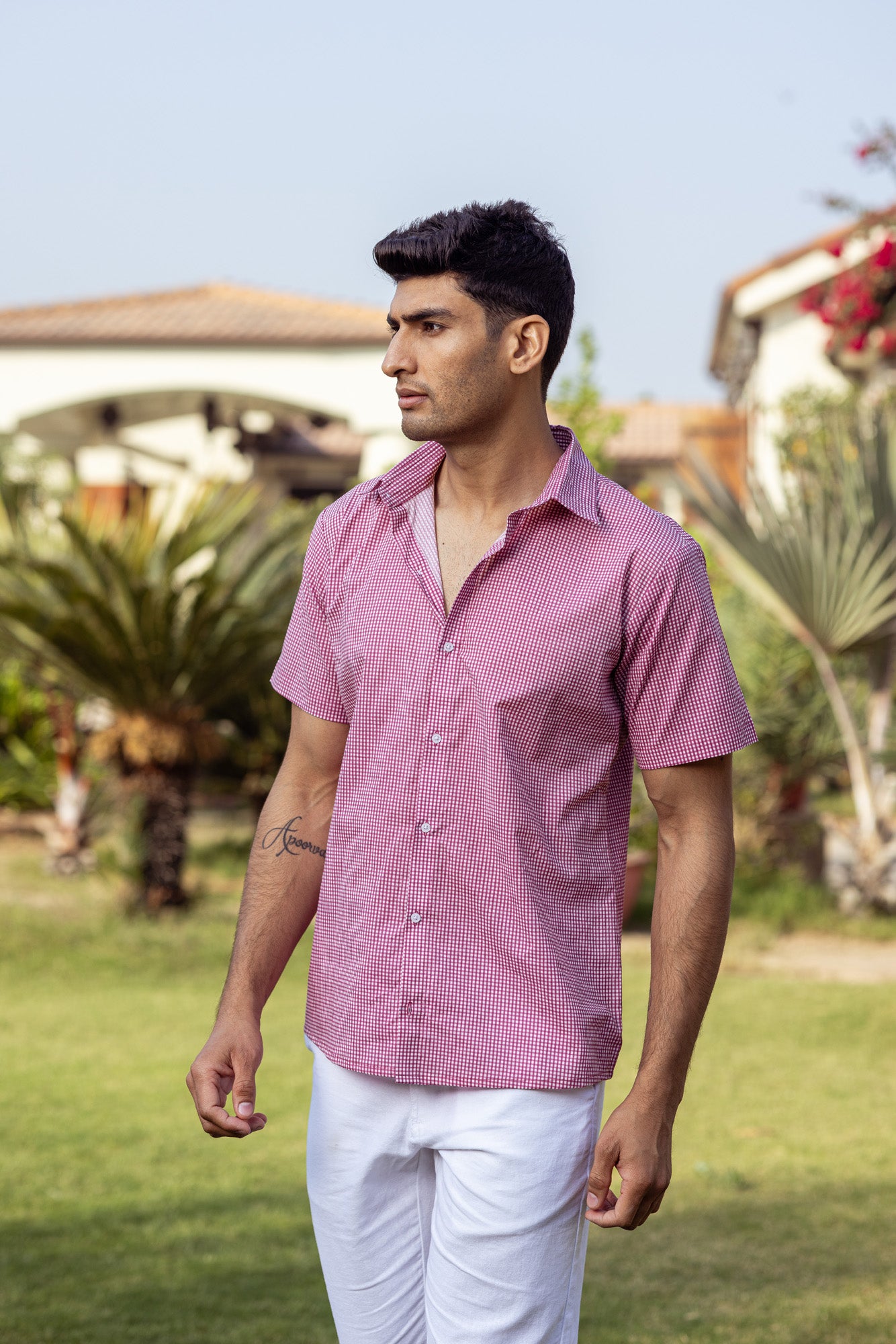Pink Checks Half Sleeve Shirt