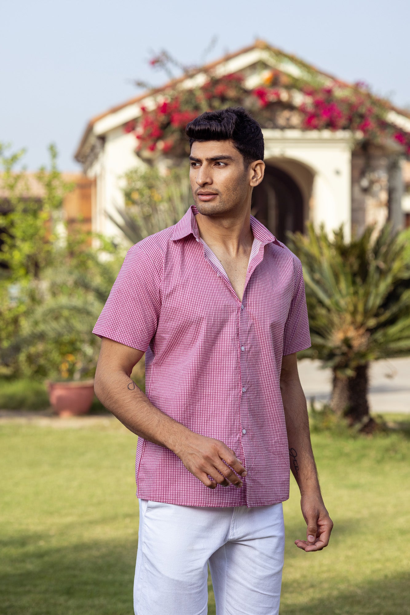 Pink Checks Half Sleeve Shirt