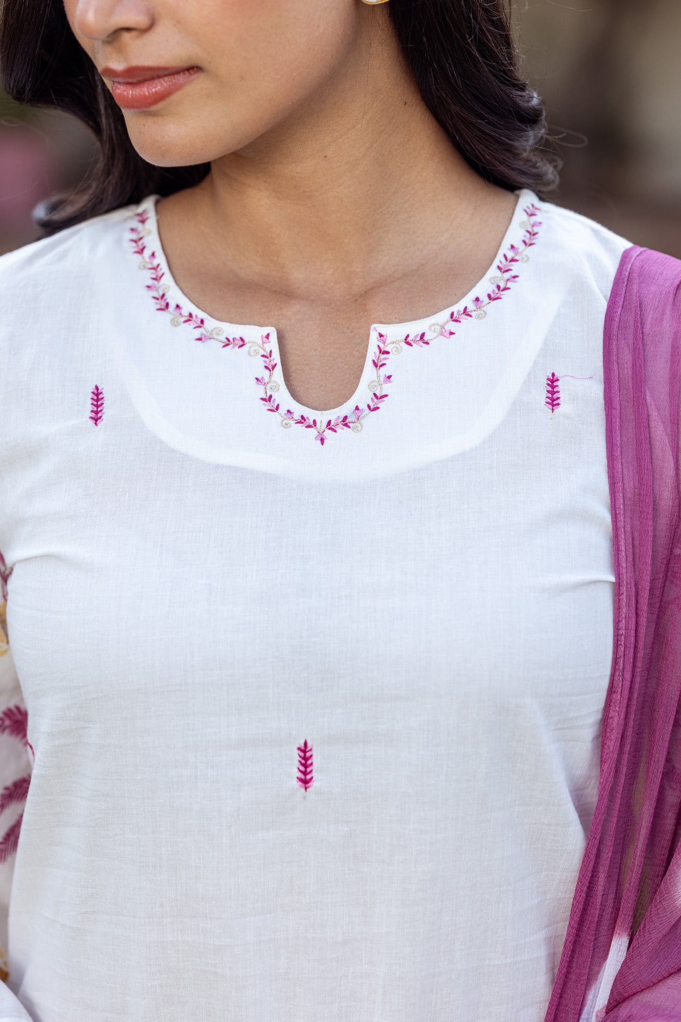 Purple Tropical Print Kurta Set