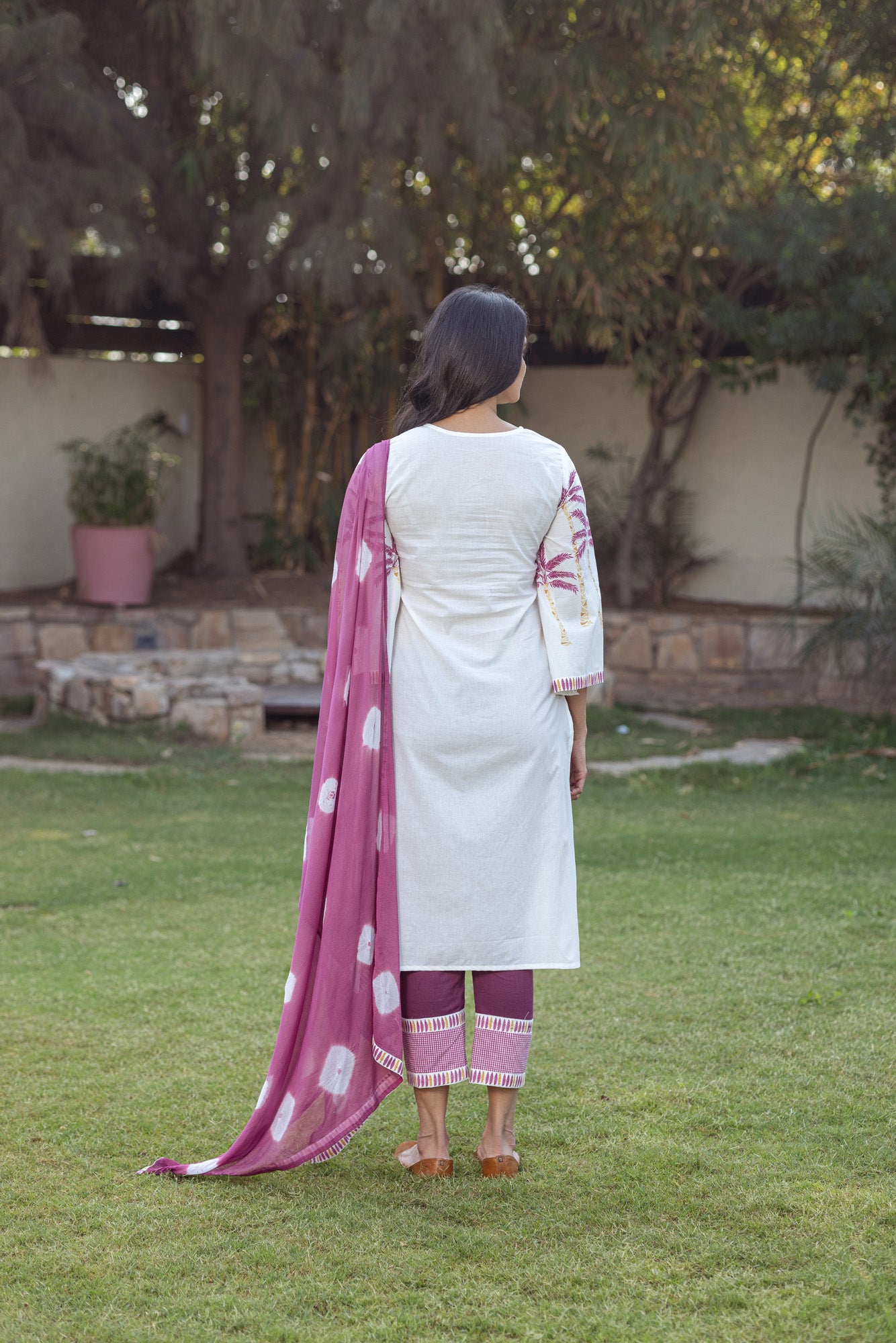 Purple Tropical Print Kurta Set
