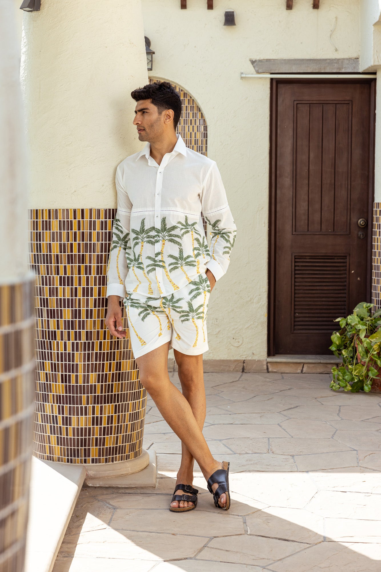 Green Tropical Print Mens Co Ord Set