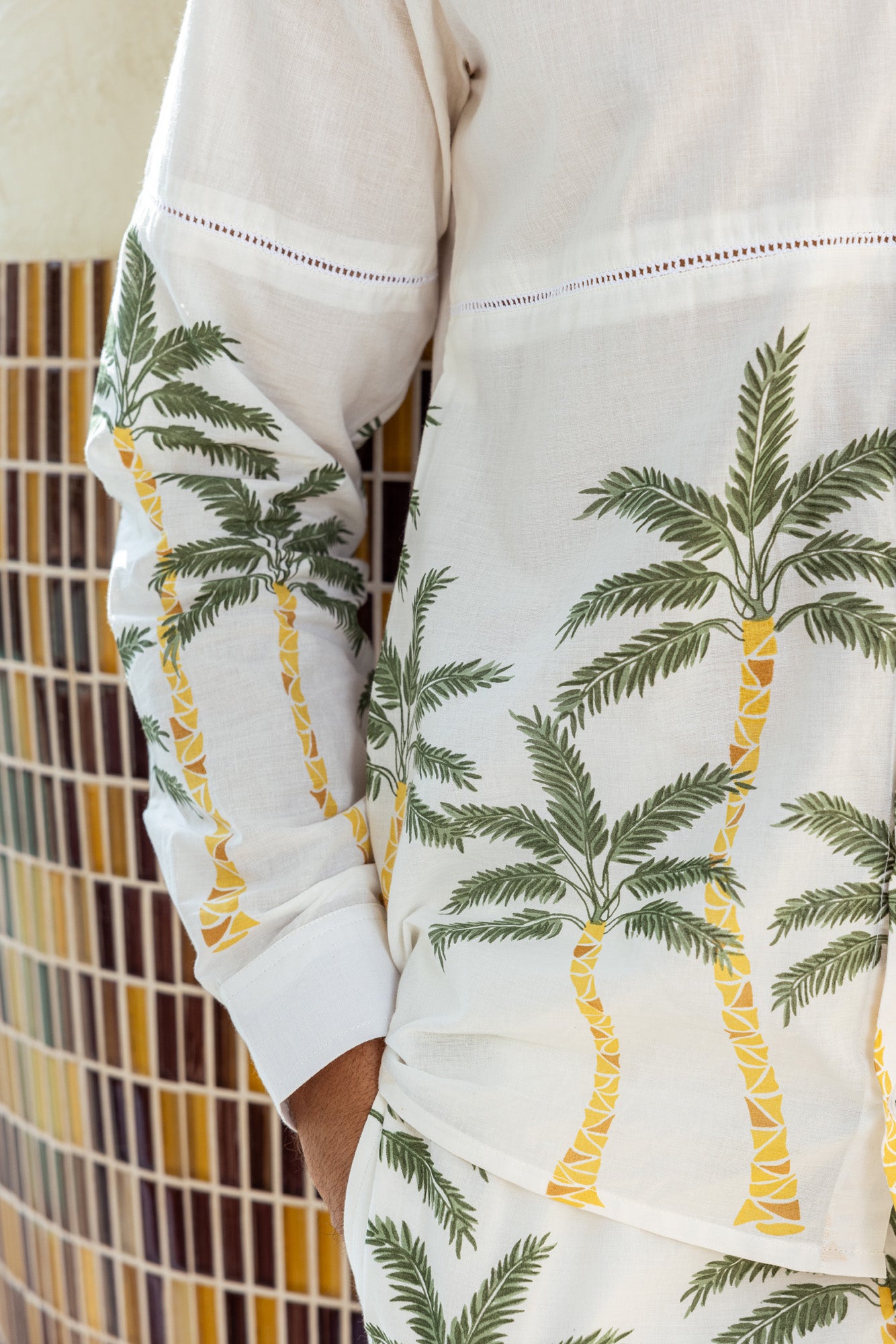 Green Tropical Print Mens Co Ord Set