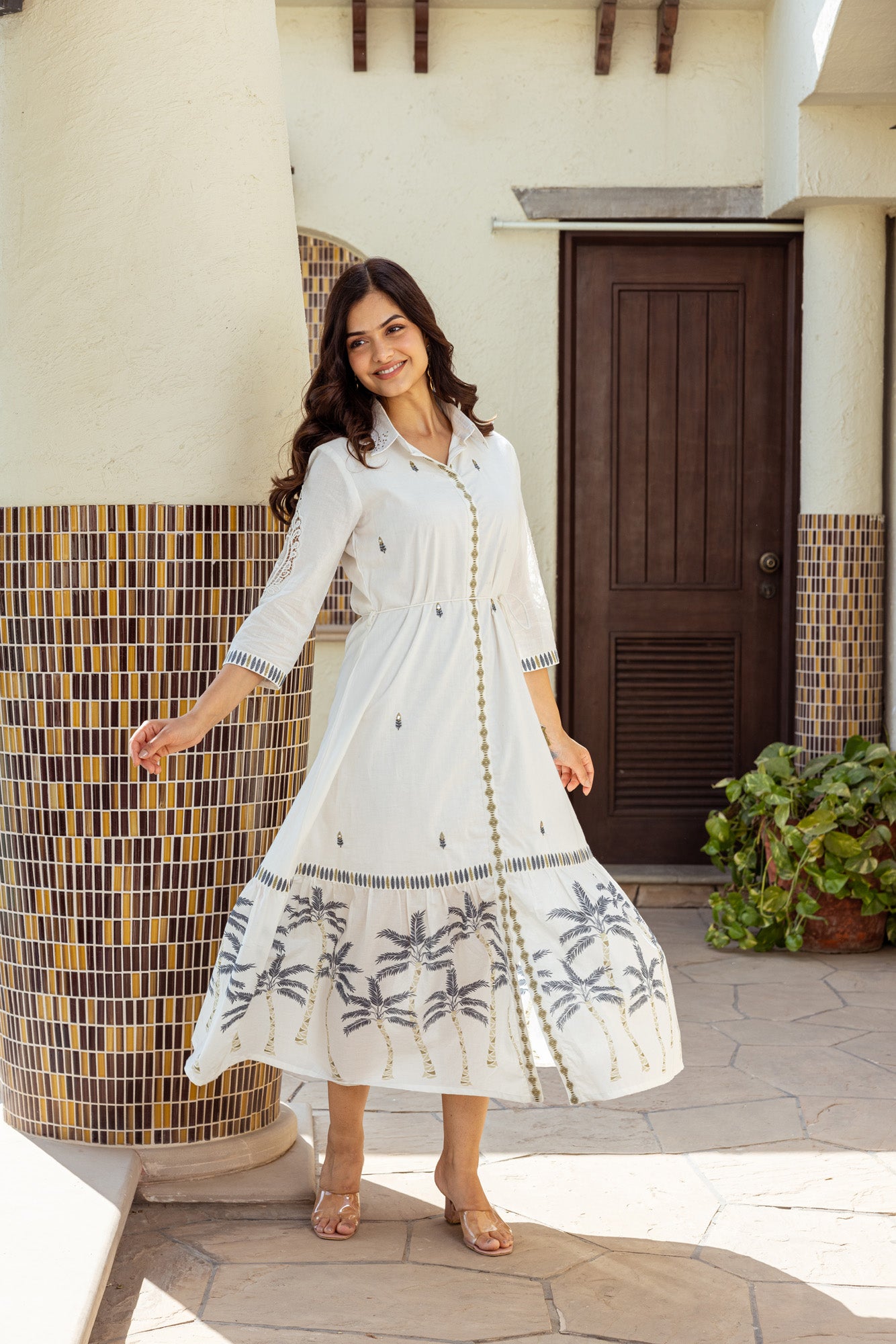 White Summer Dress with Embroidery