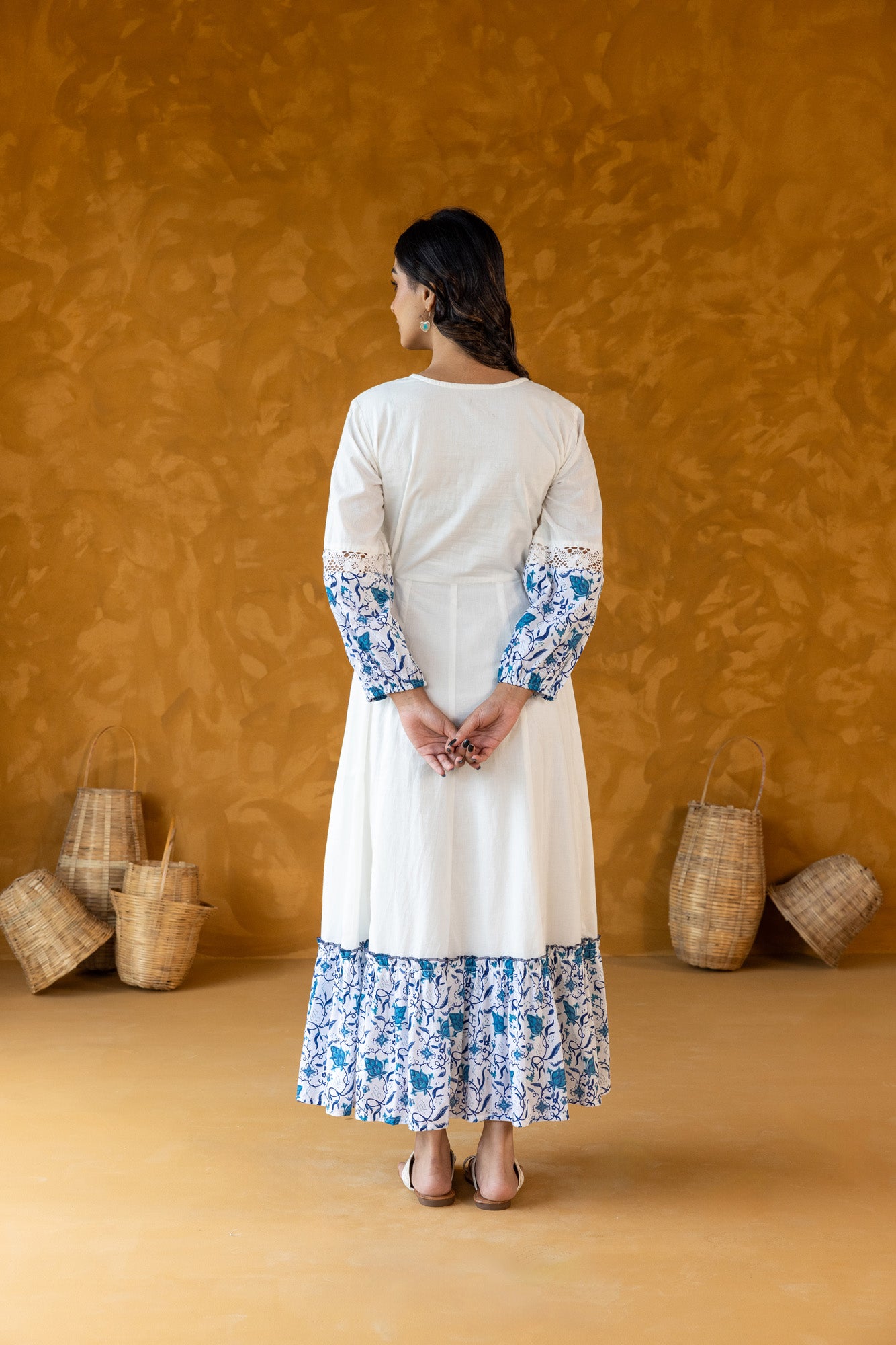Azure Embroidered Long Dress