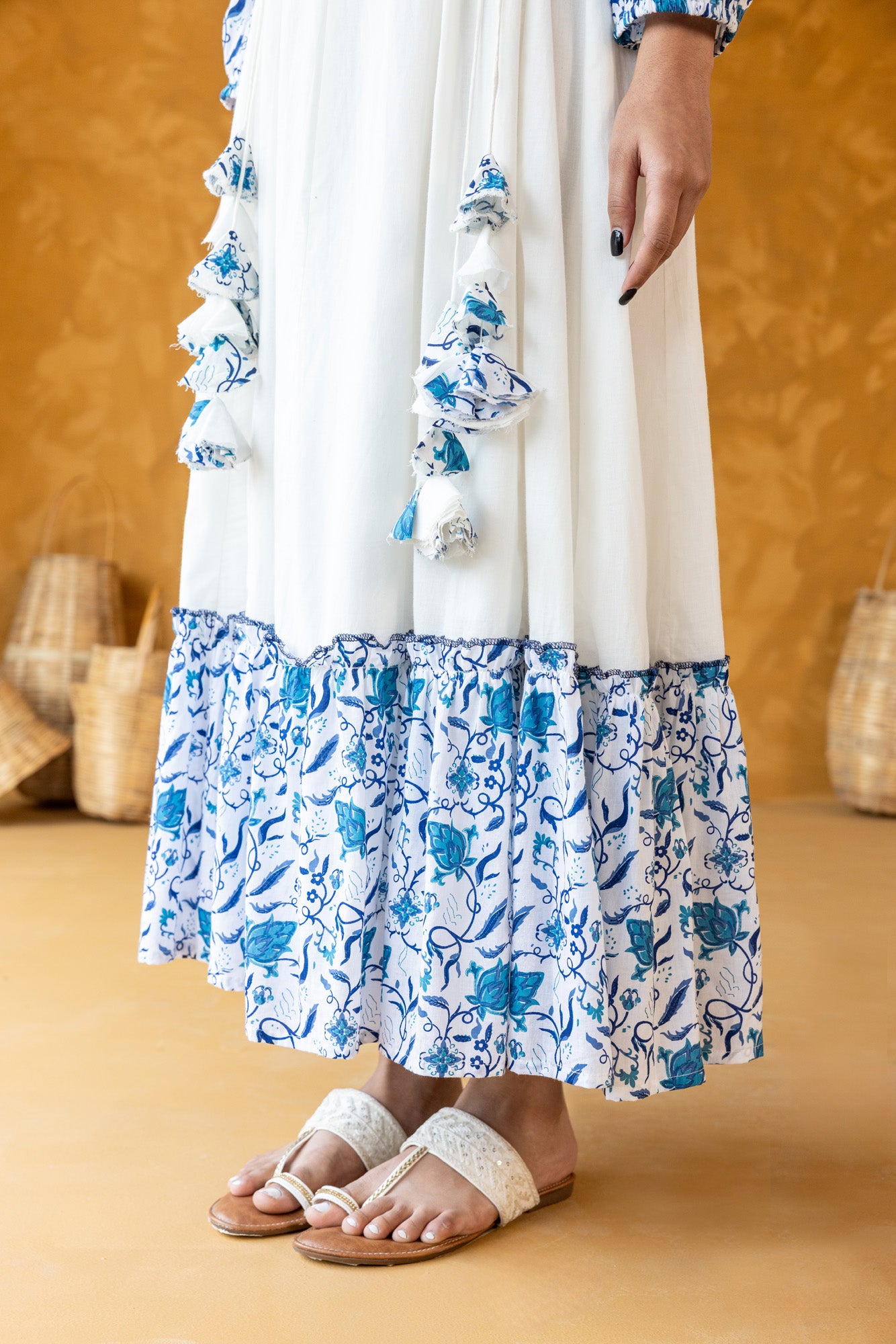 Azure Embroidered Long Dress