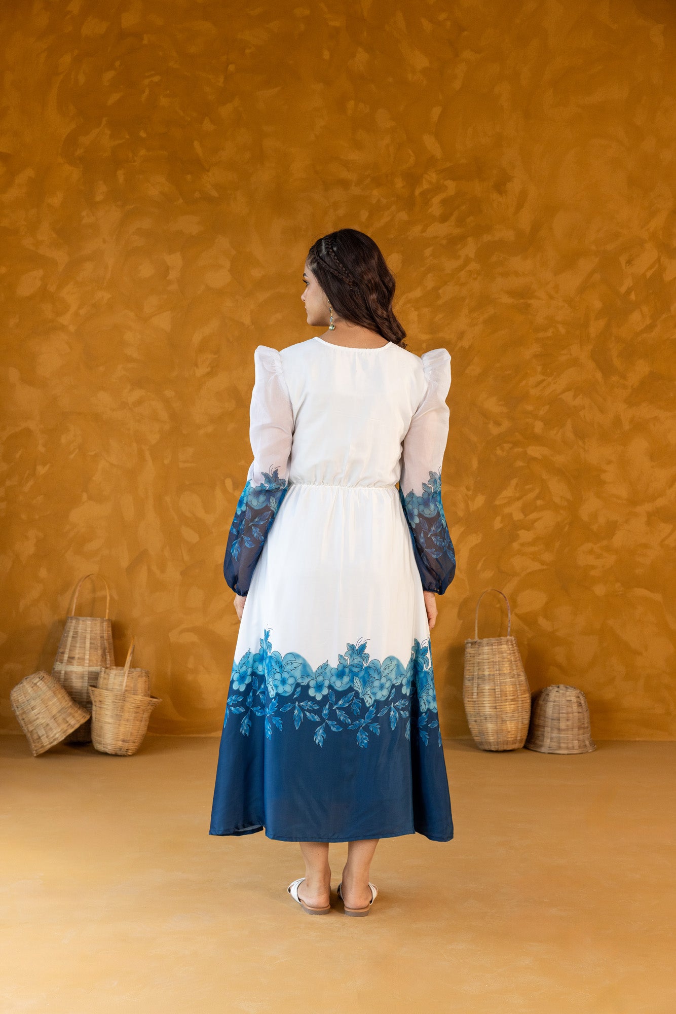 Azure Ombre Print Midi Dress