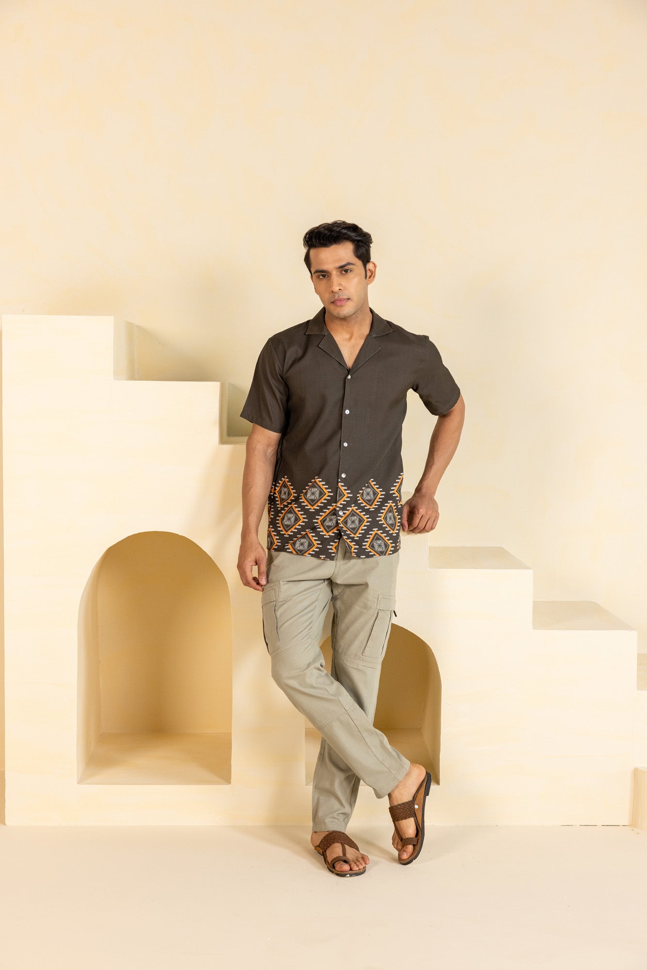 Dark Brown Ikat Shirt