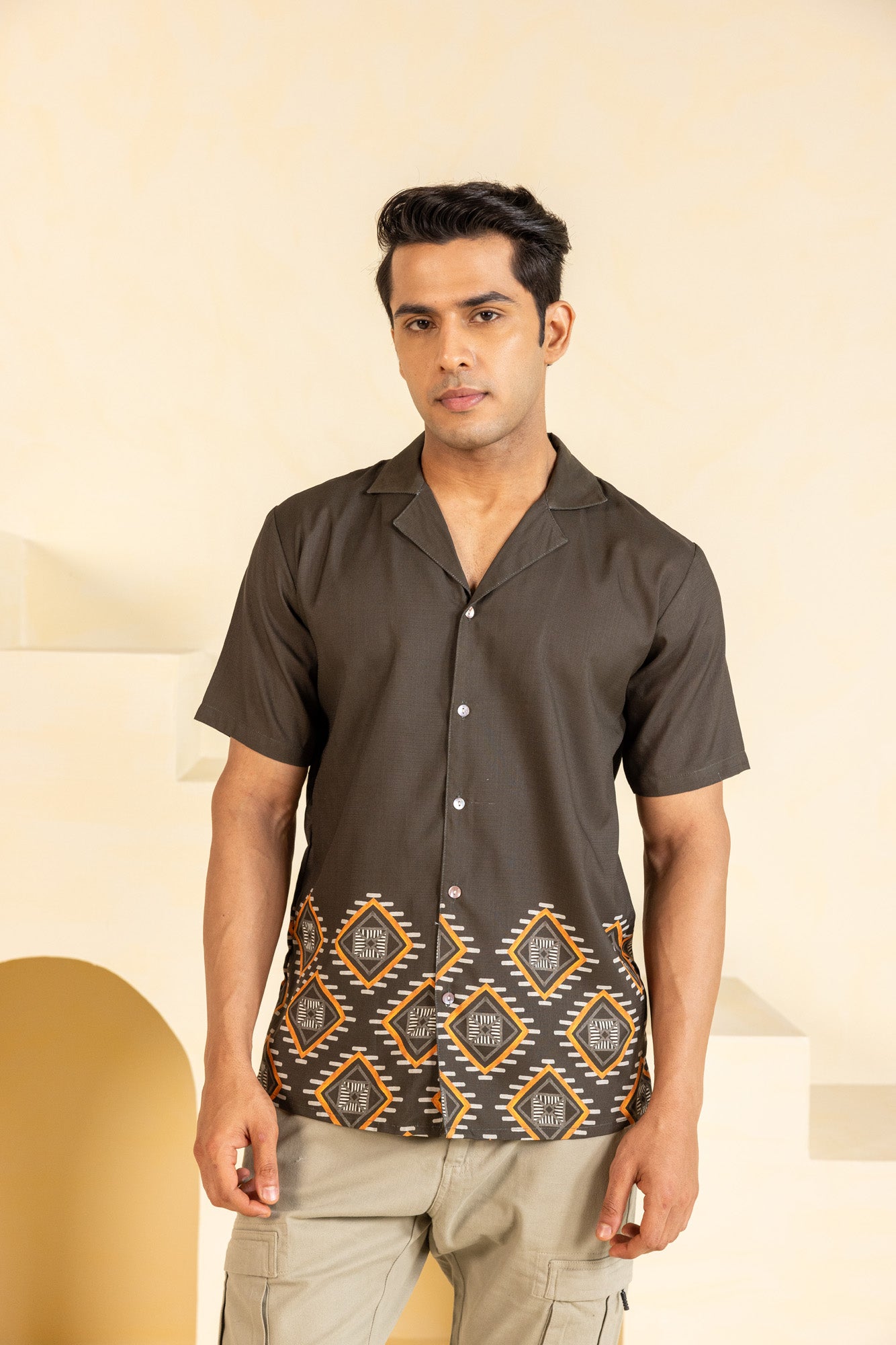 Dark Brown Ikat Shirt