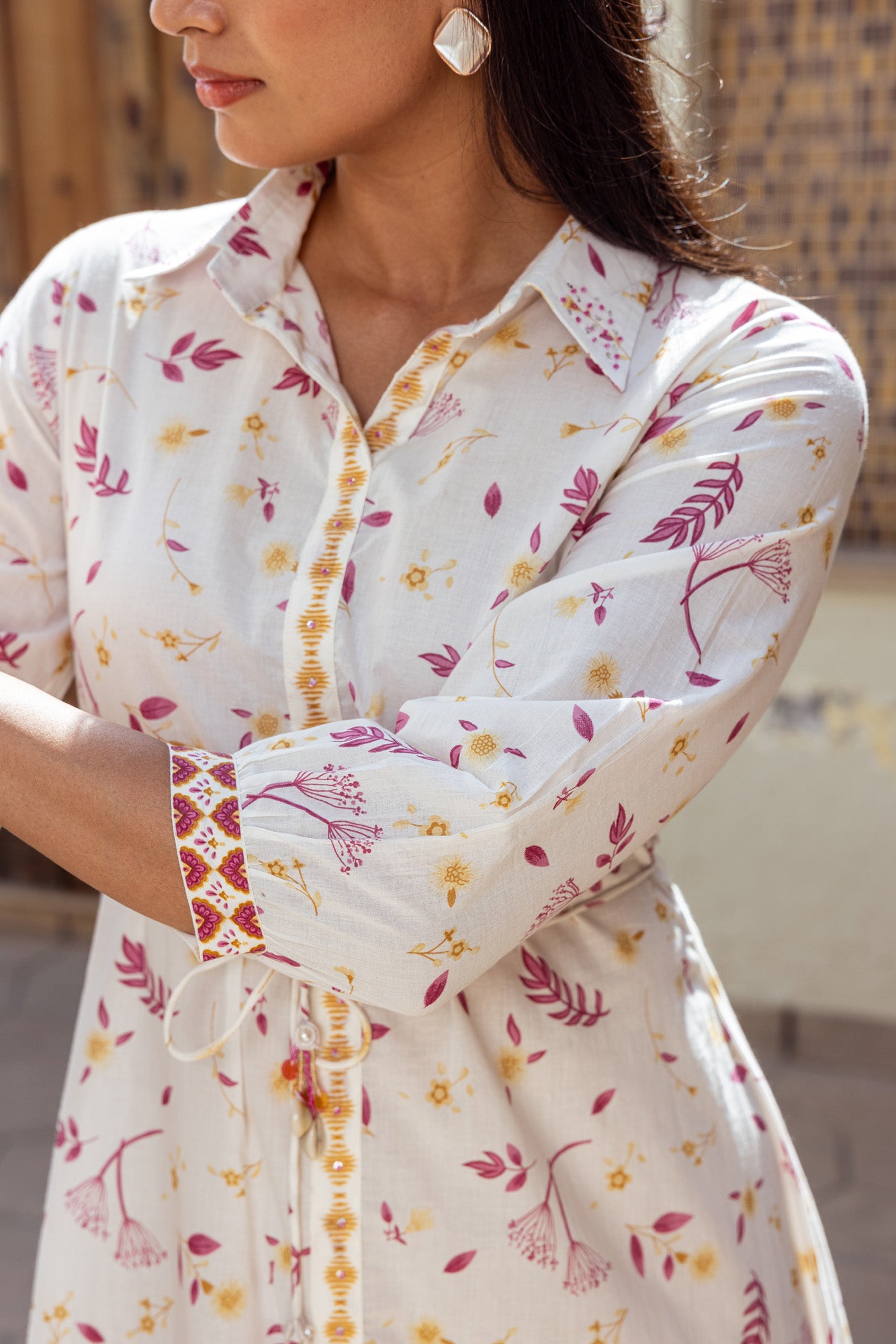 Pink Tropical Print Summer Midi Dress