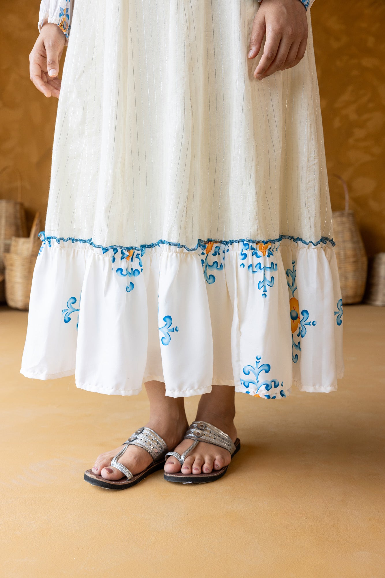 Azure Embroidered Yoke Dress