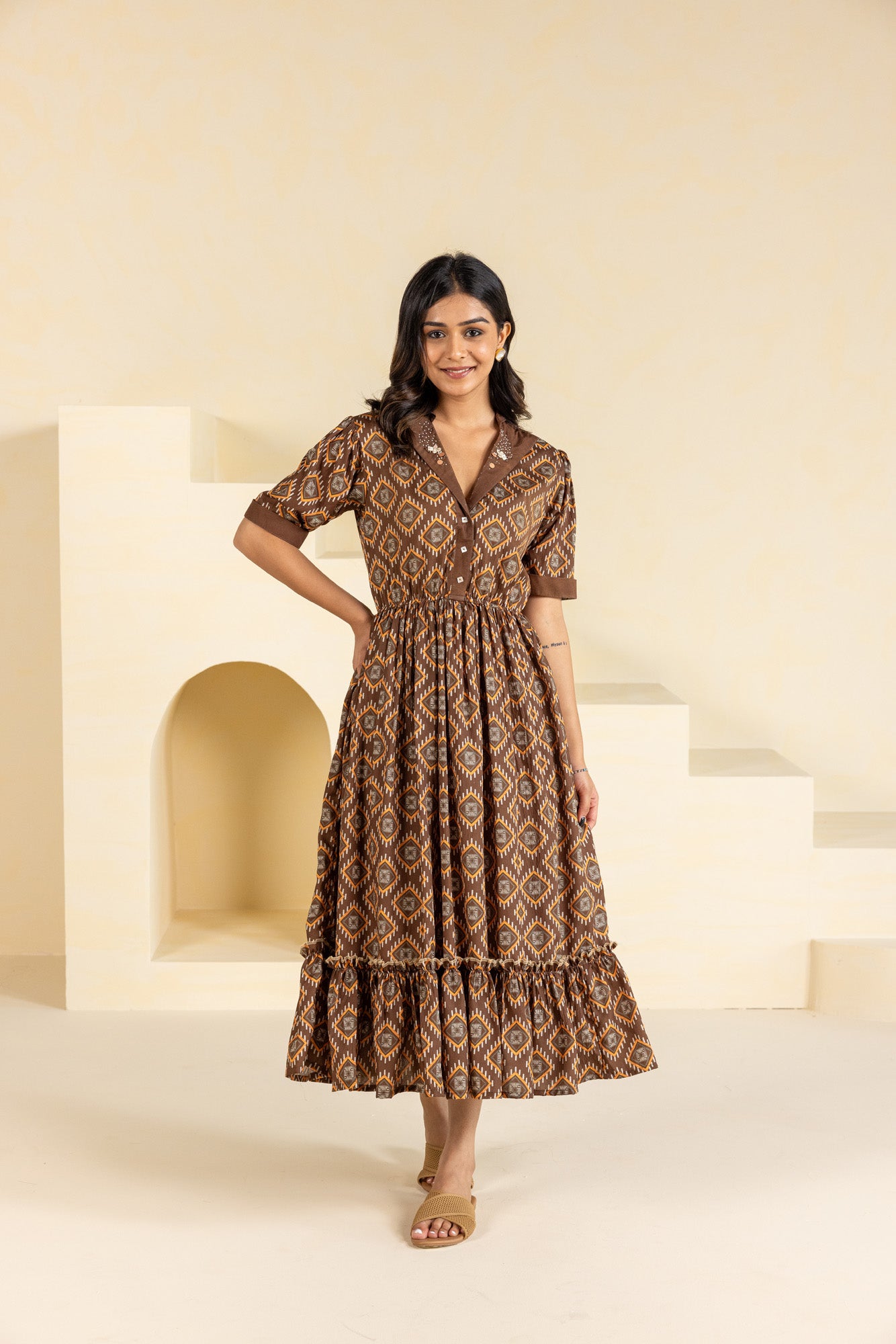 Brown Ikat Dress