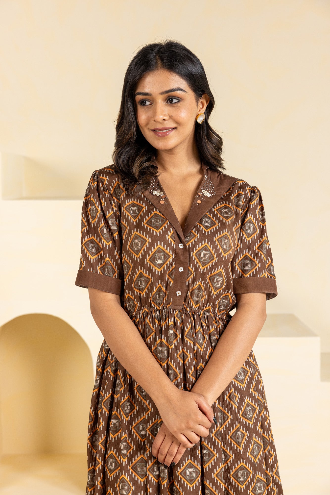 Brown Ikat Dress