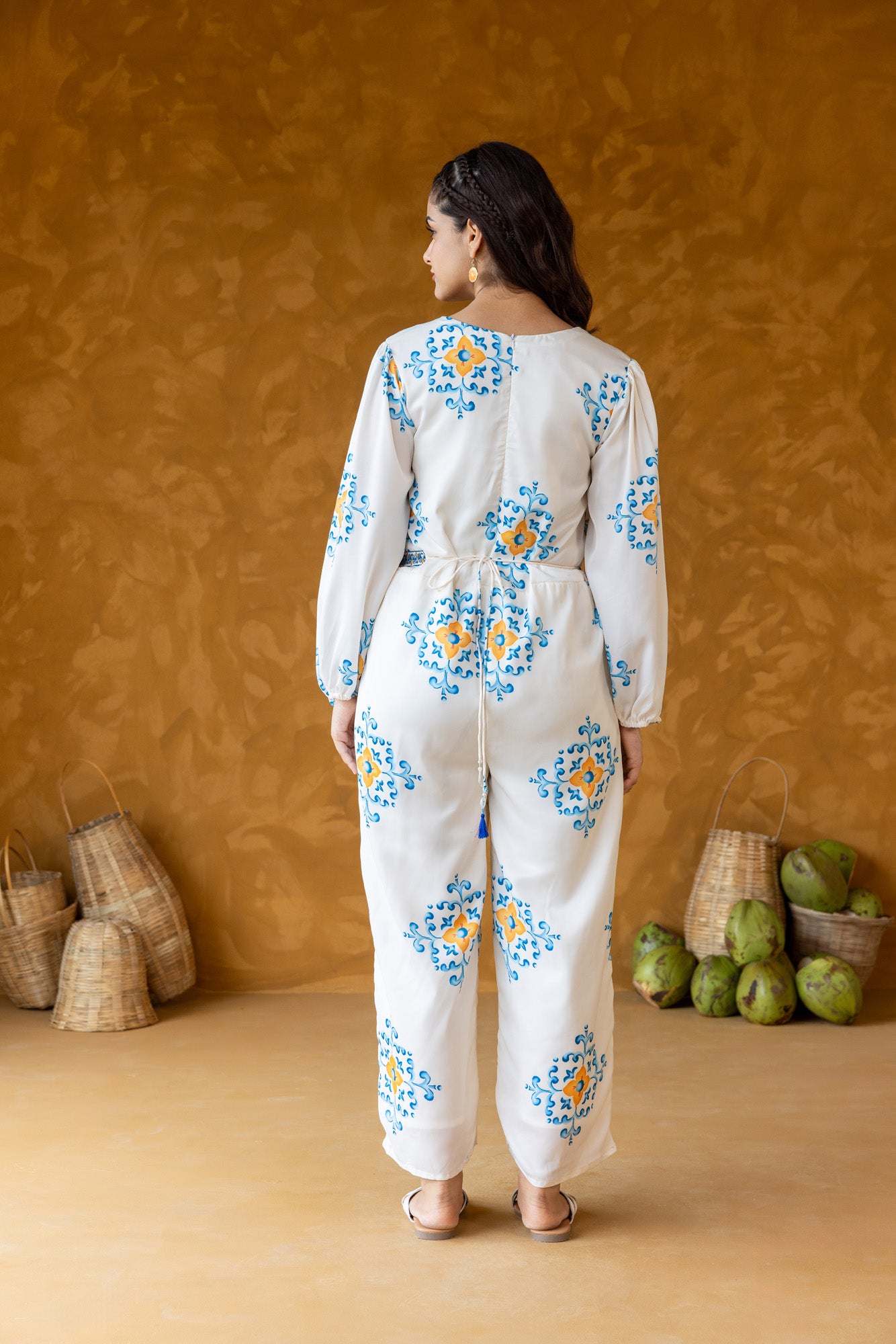 Azure Jump Suit with Embroidered band