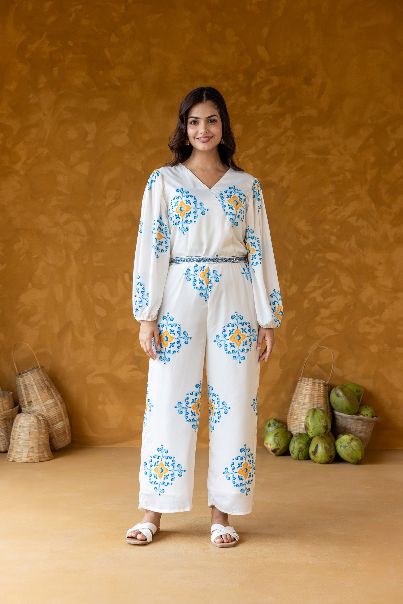Azure Jump Suit with Embroidered band