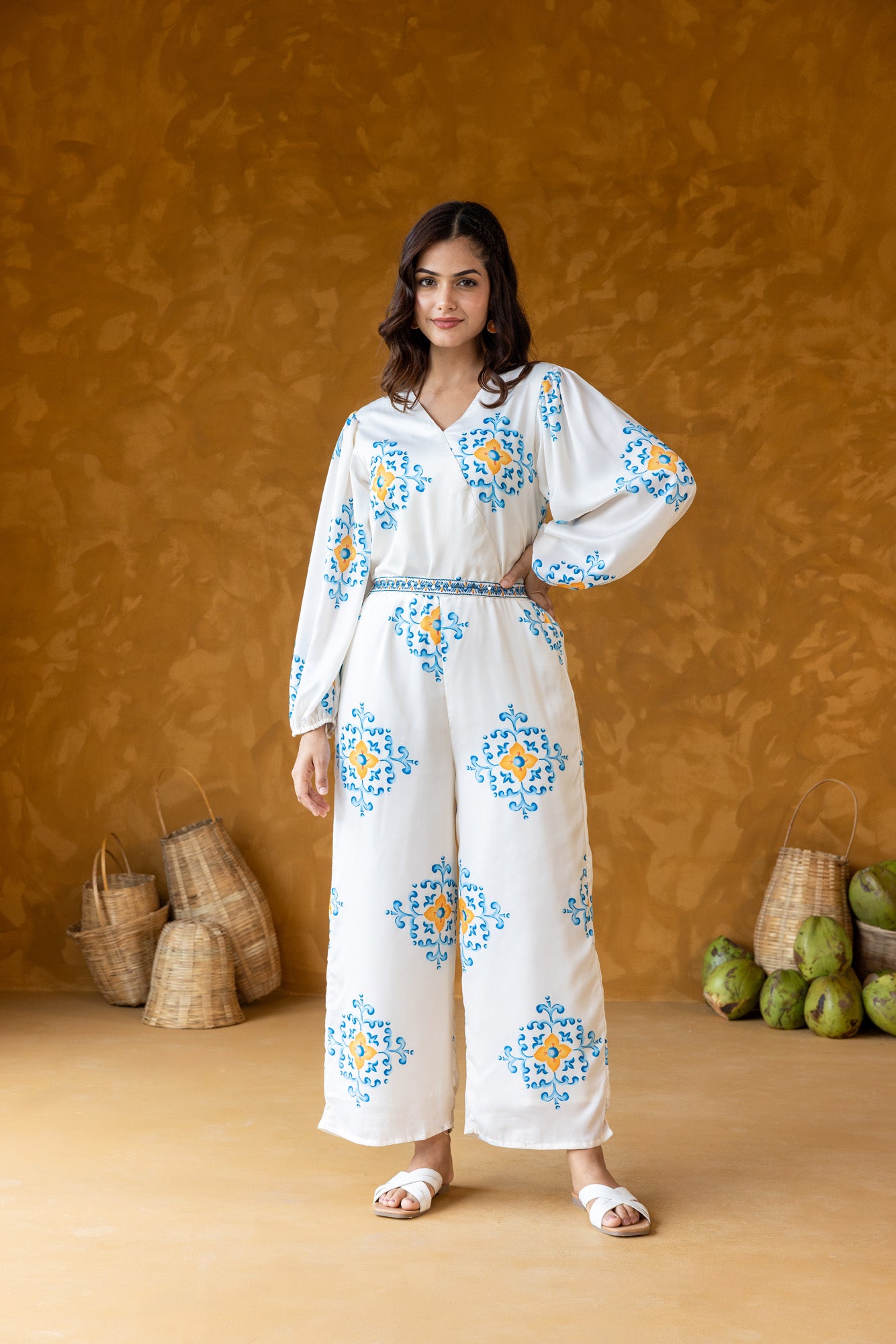 Azure Jump Suit with Embroidered band