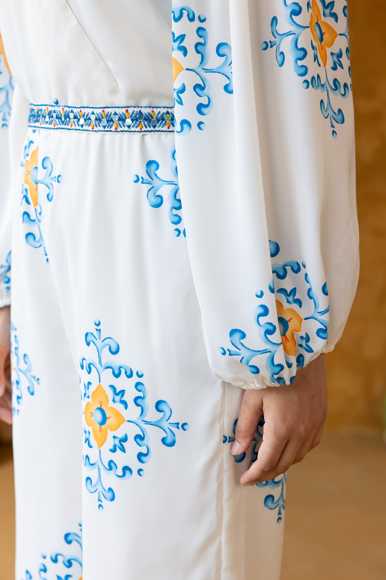 Azure Jump Suit with Embroidered band