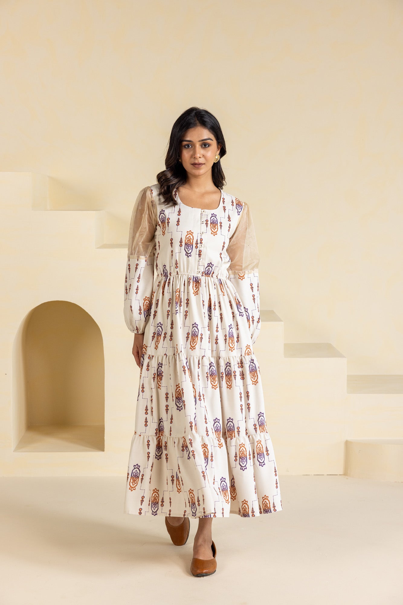 Cream Ikat Dress
