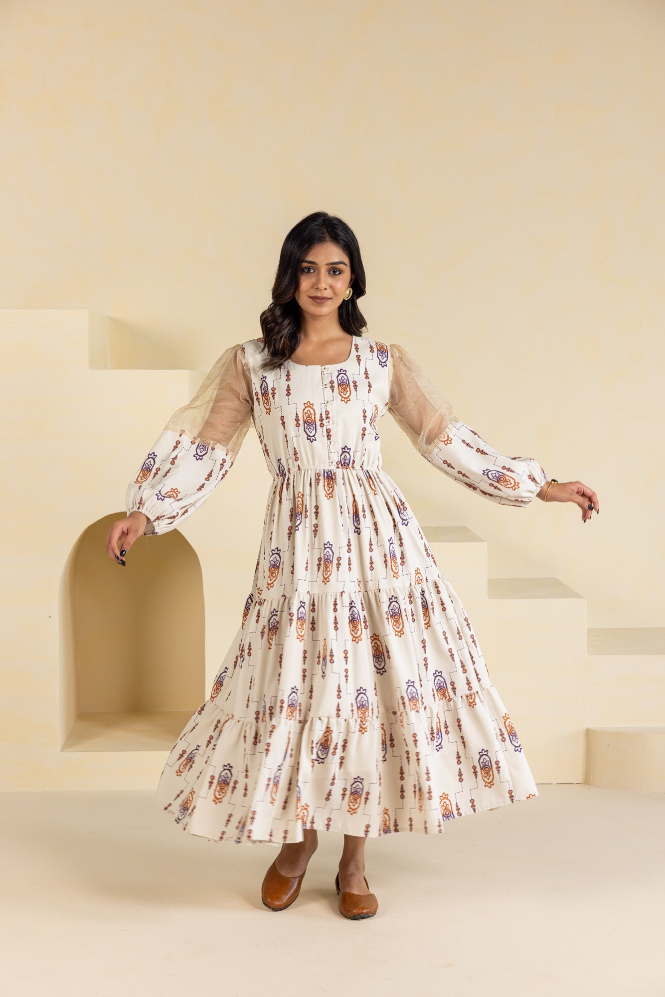 Cream Ikat Dress