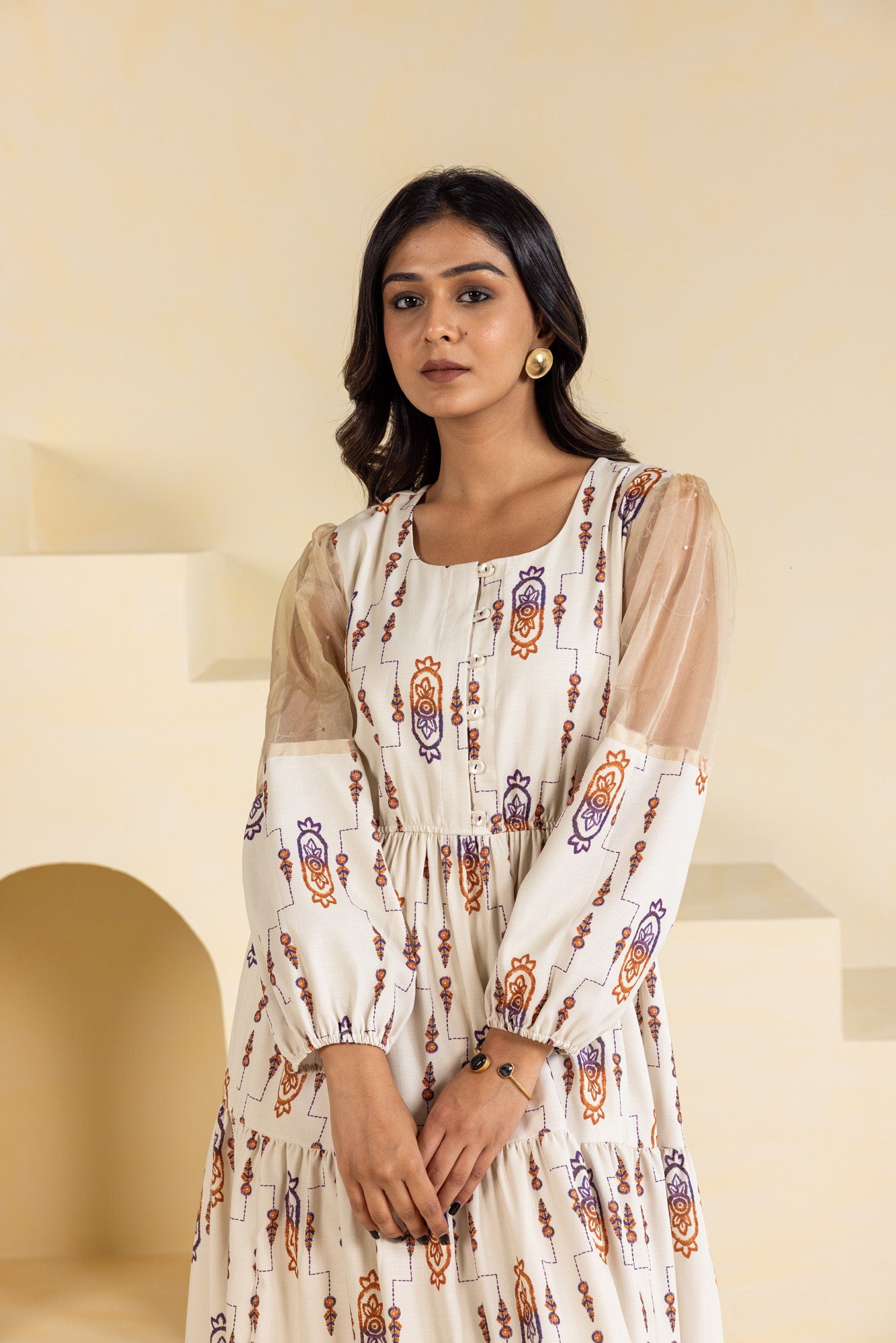 Cream Ikat Dress