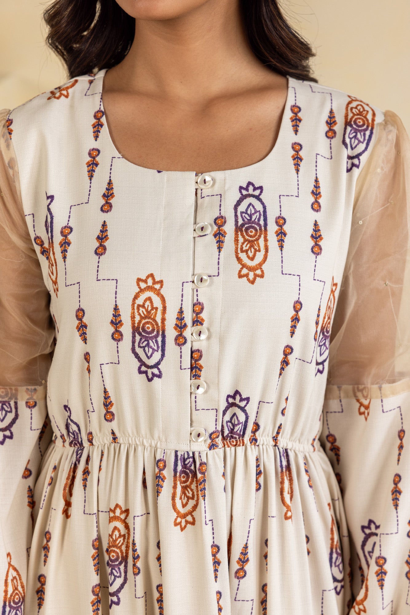 Cream Ikat Dress