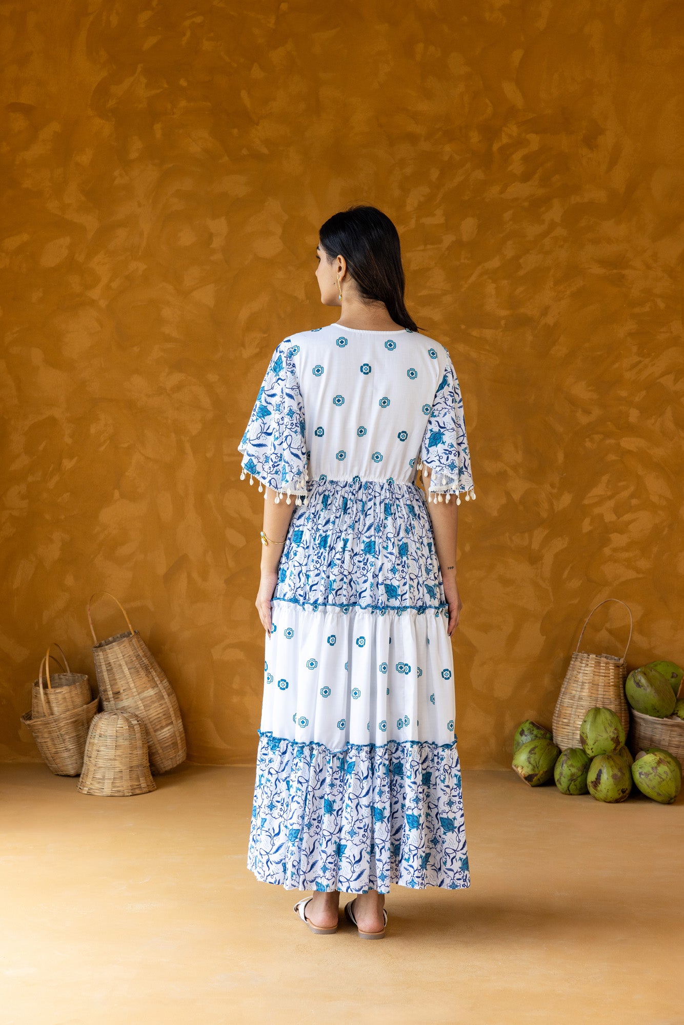 Azure Dress with Butterfly Sleeves