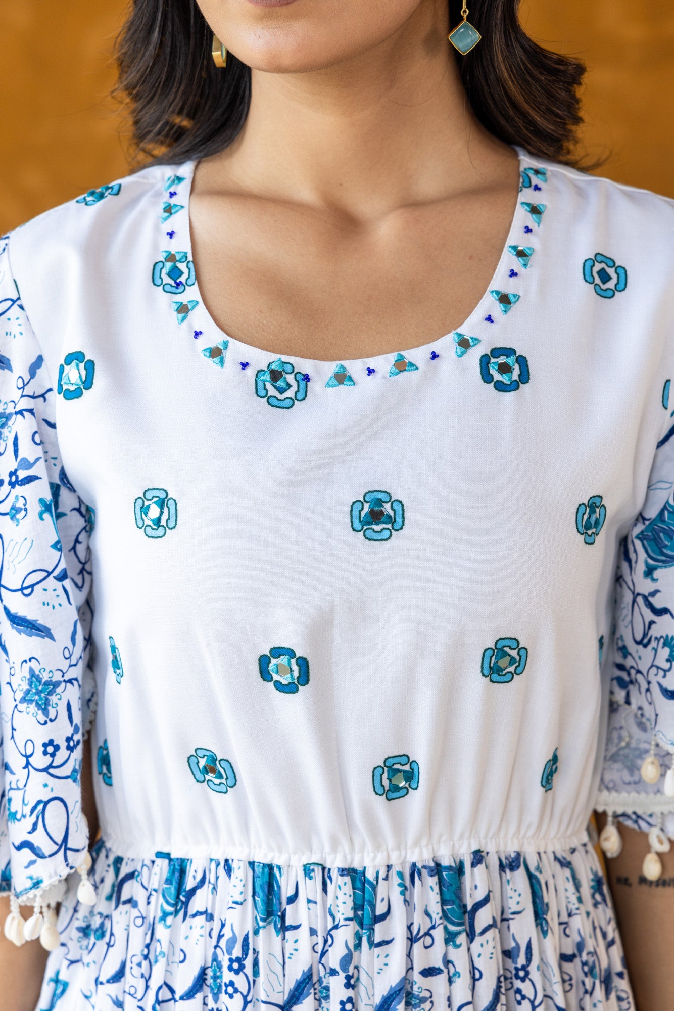 Azure Dress with Butterfly Sleeves
