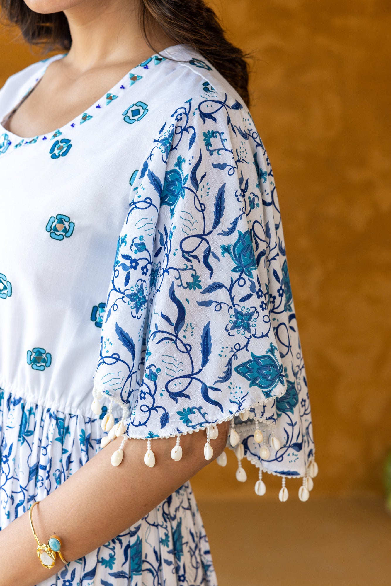 Azure Dress with Butterfly Sleeves