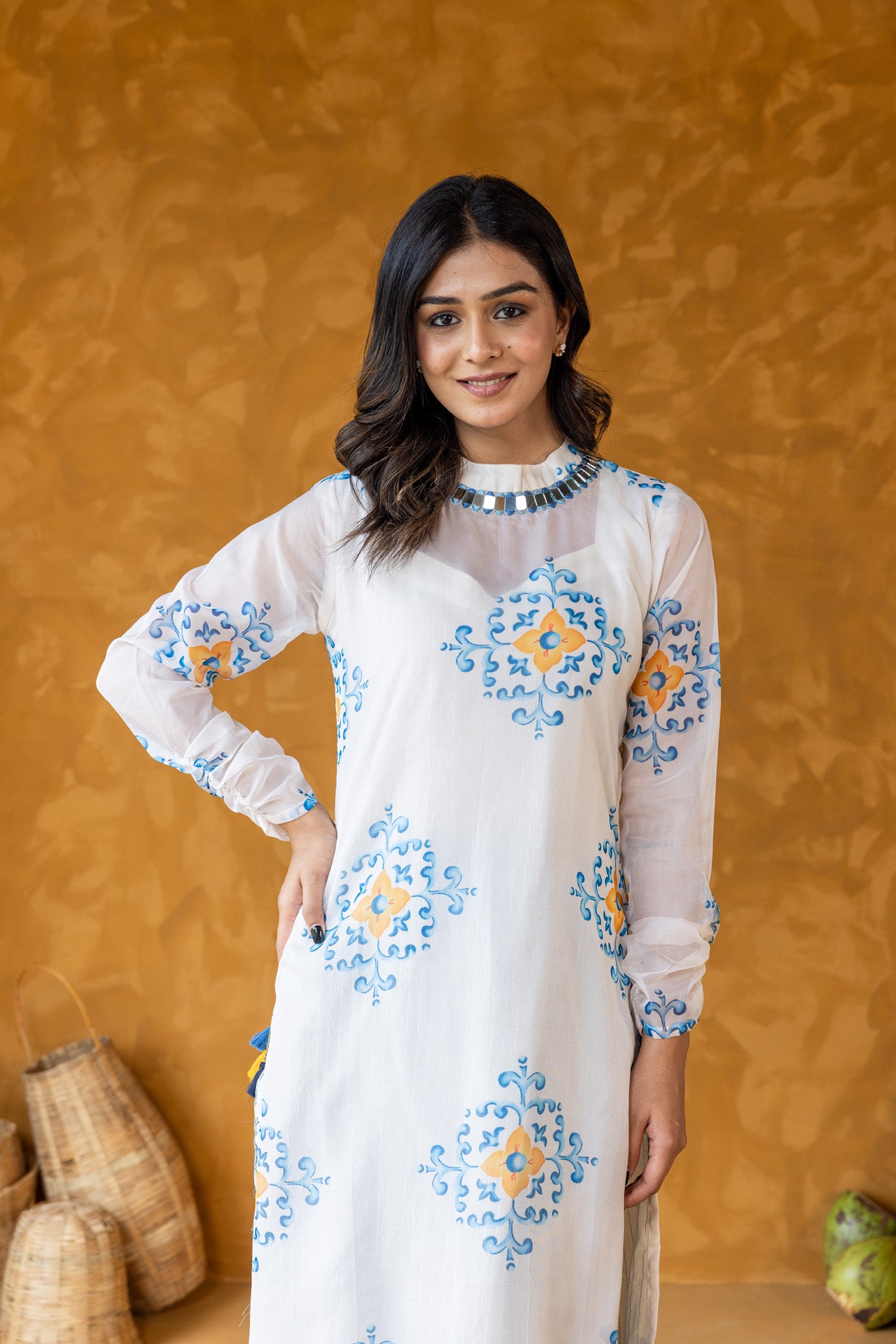 Women Viscose Rayon Kurta and Trousers Set