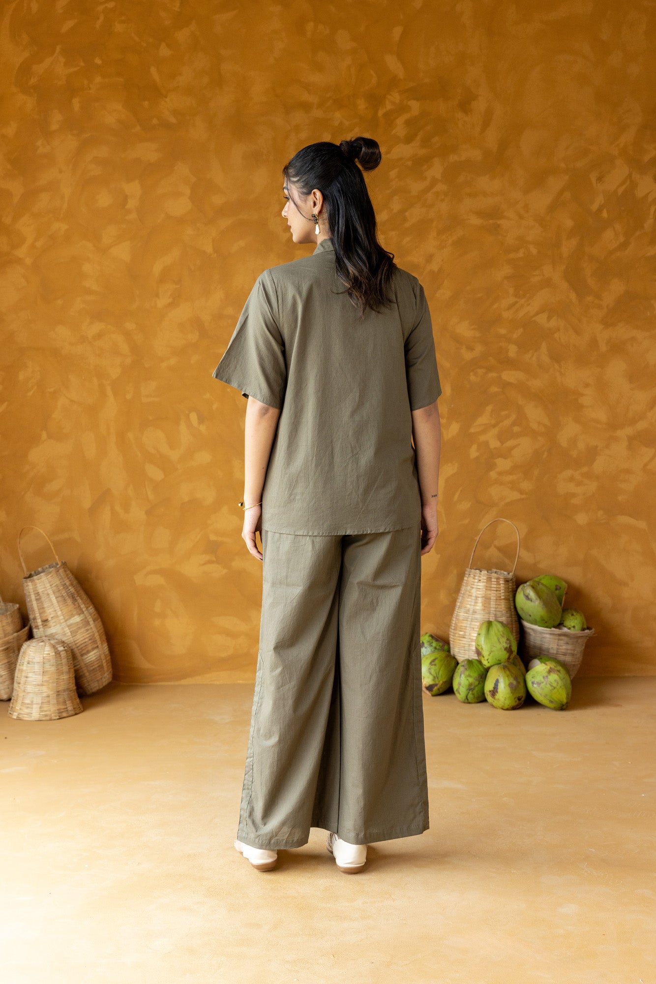 Khaki Embroidered Co-ord Set