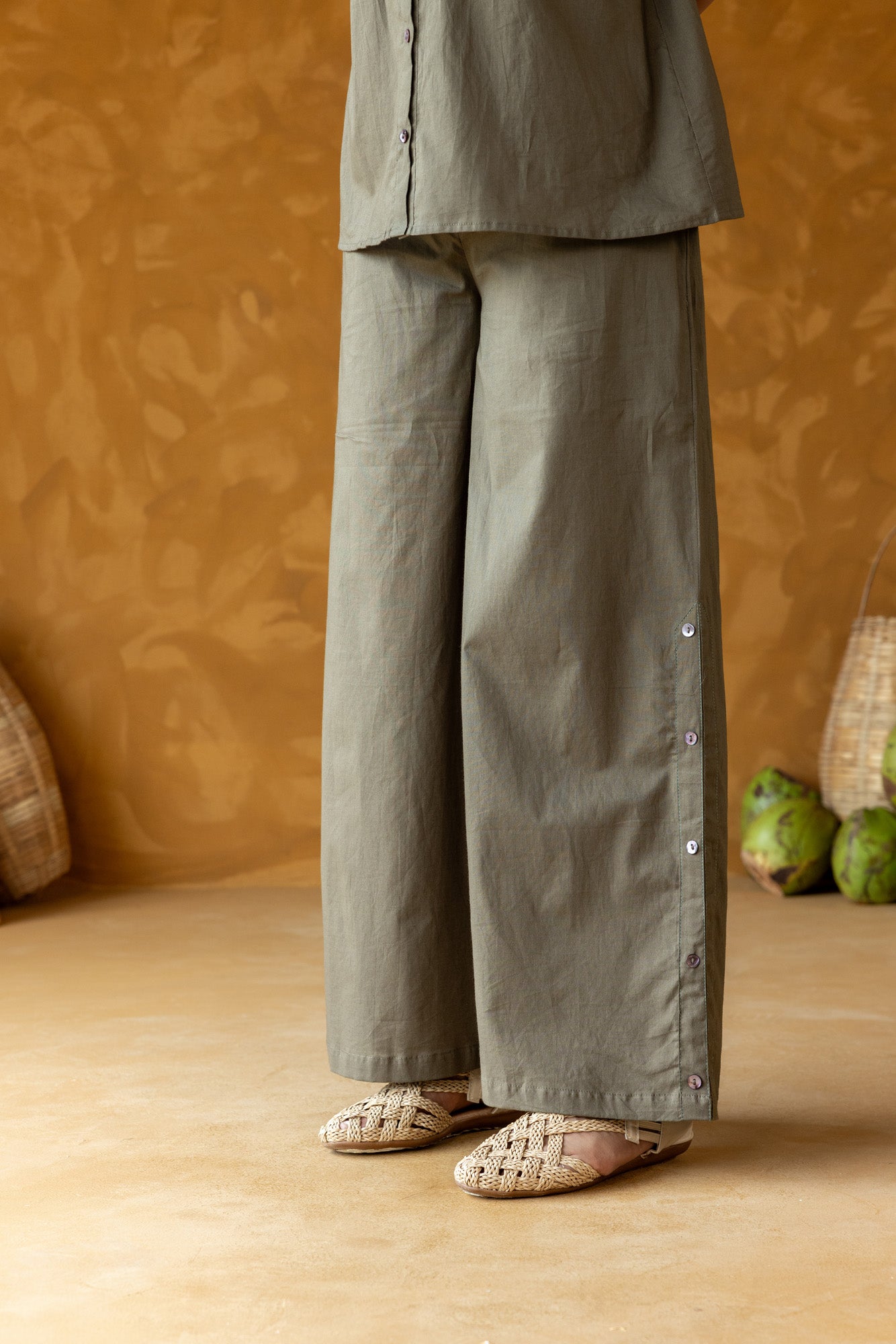 Khaki Embroidered Co-ord Set