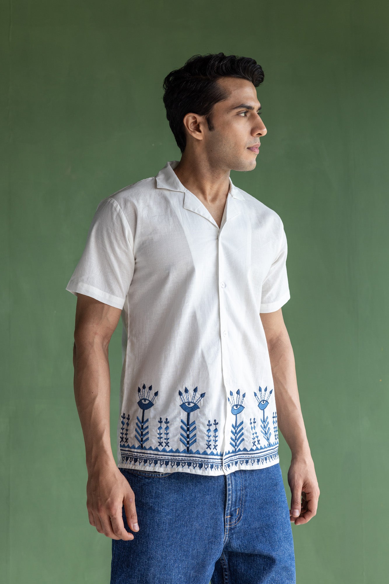 White eye embroidered Cotton Shirt
