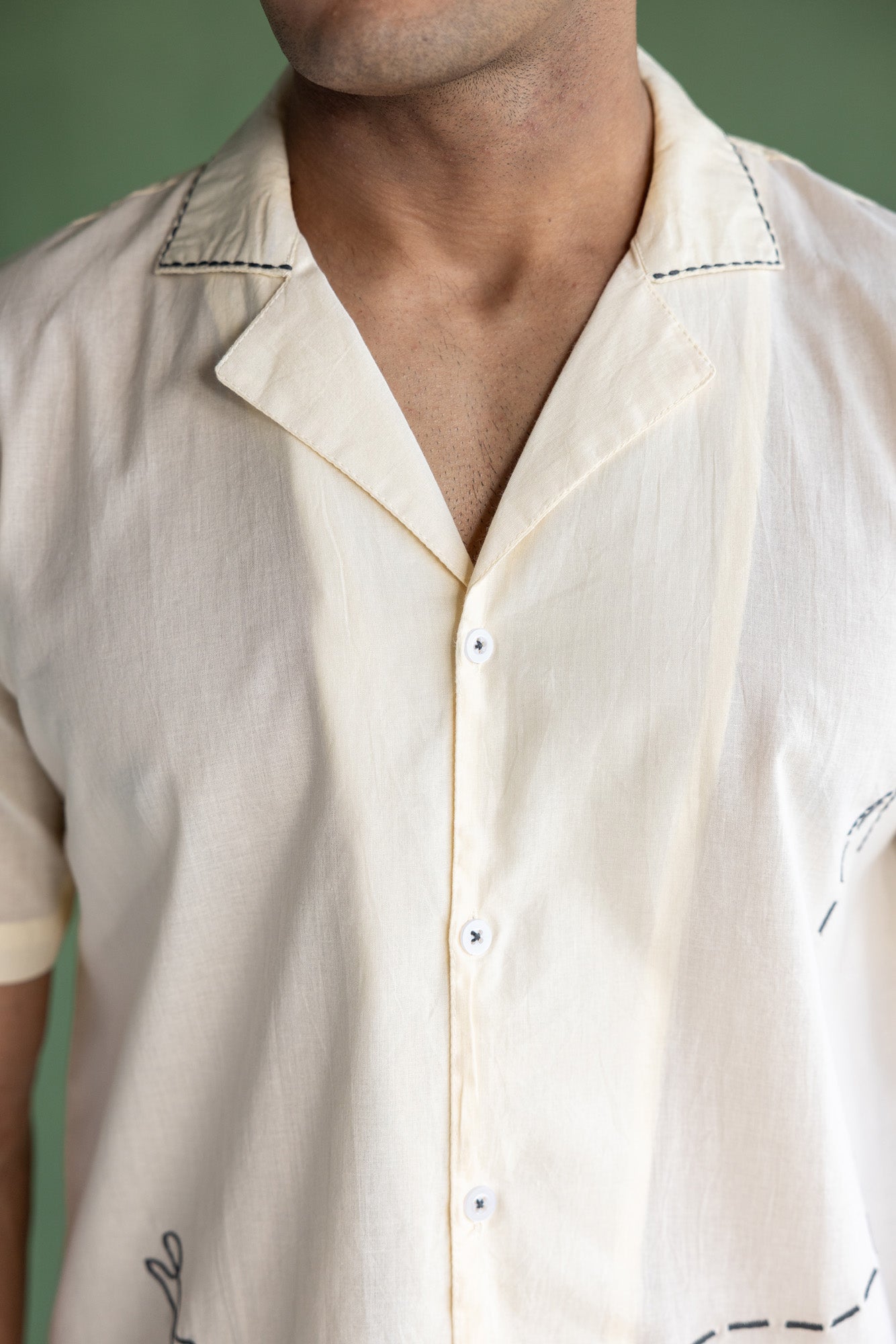 Bike Embroidered Collar Shirt