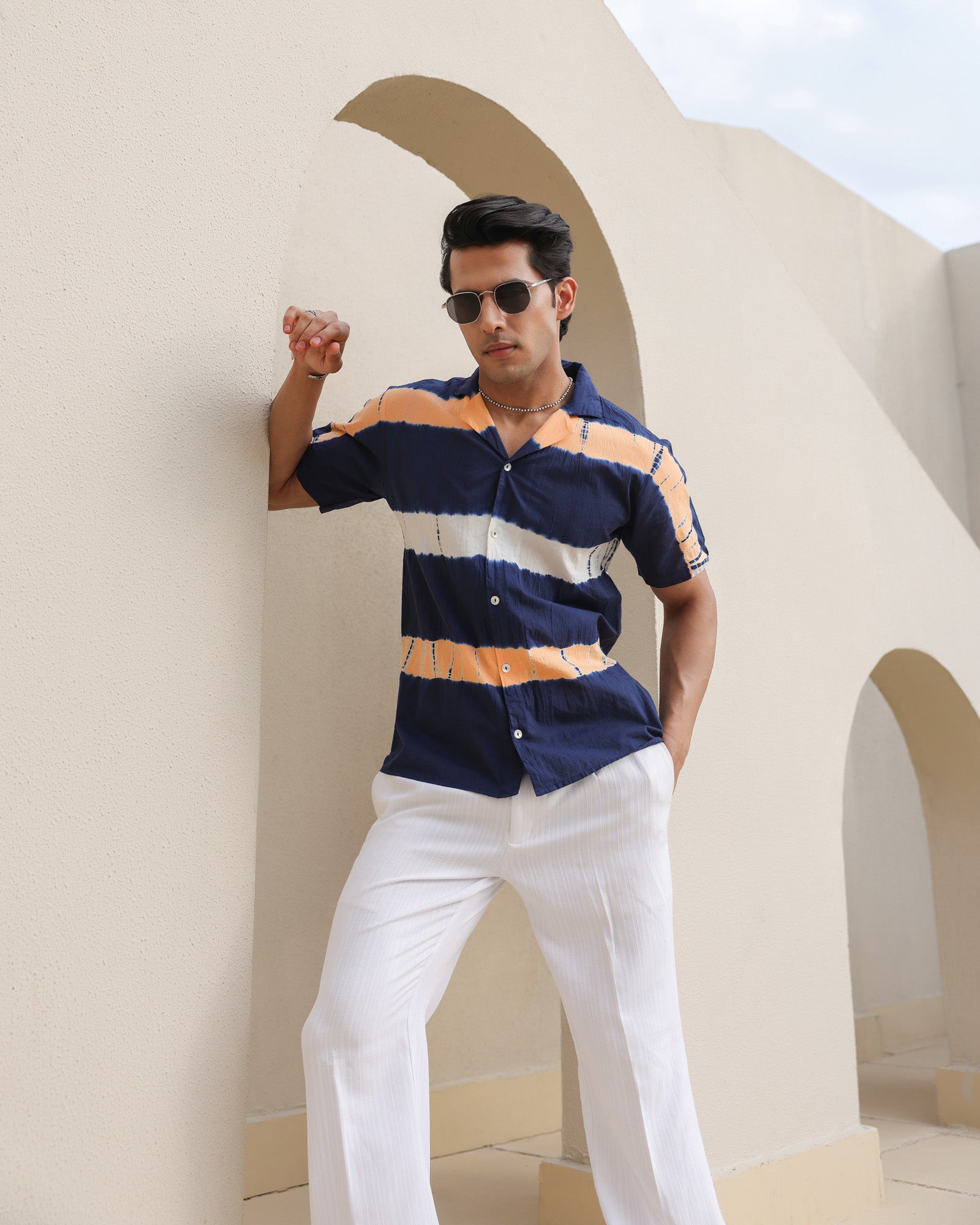 Midnight Horizon Tie-Dyed Cotton Shirt