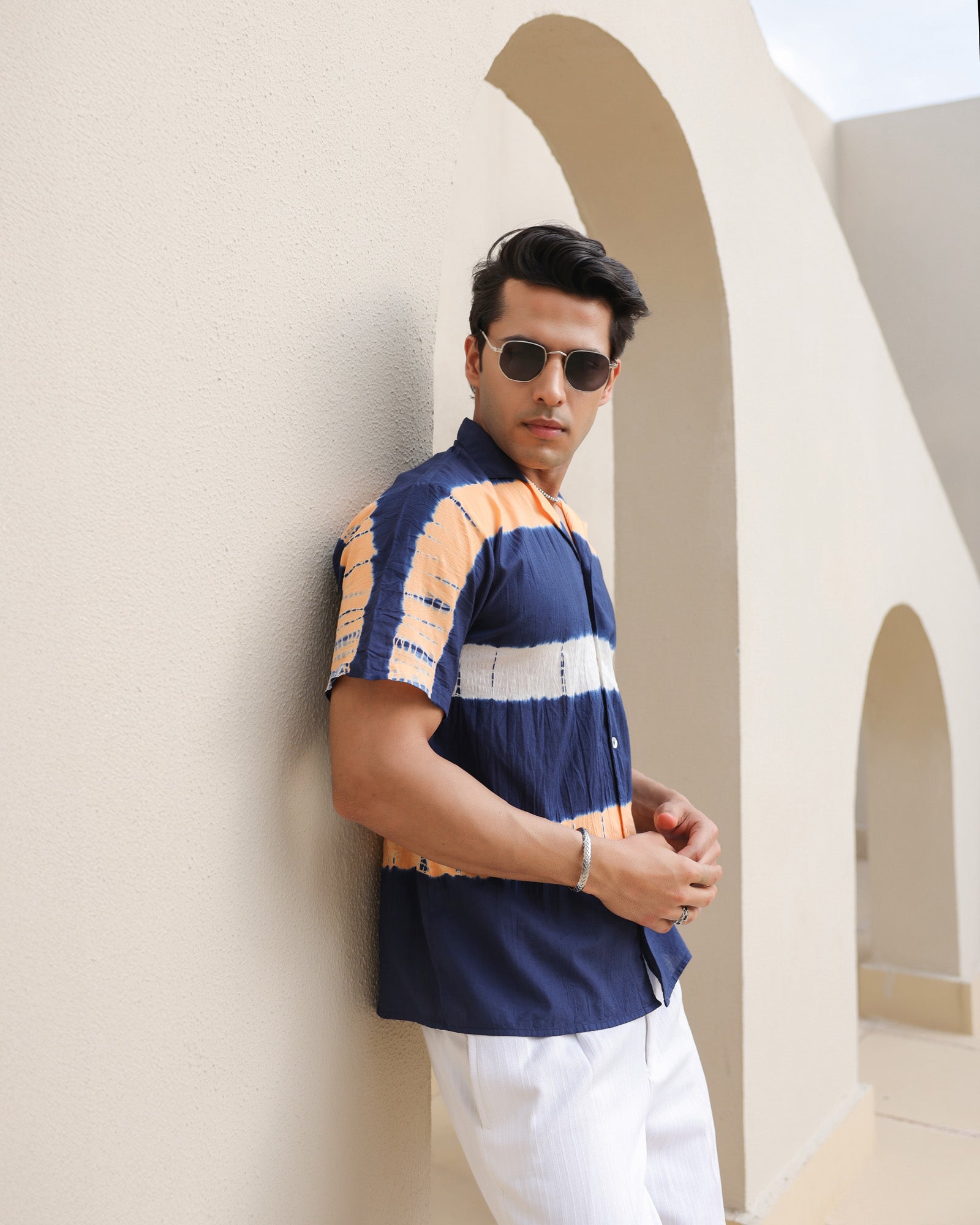 Midnight Horizon Tie-Dyed Cotton Shirt
