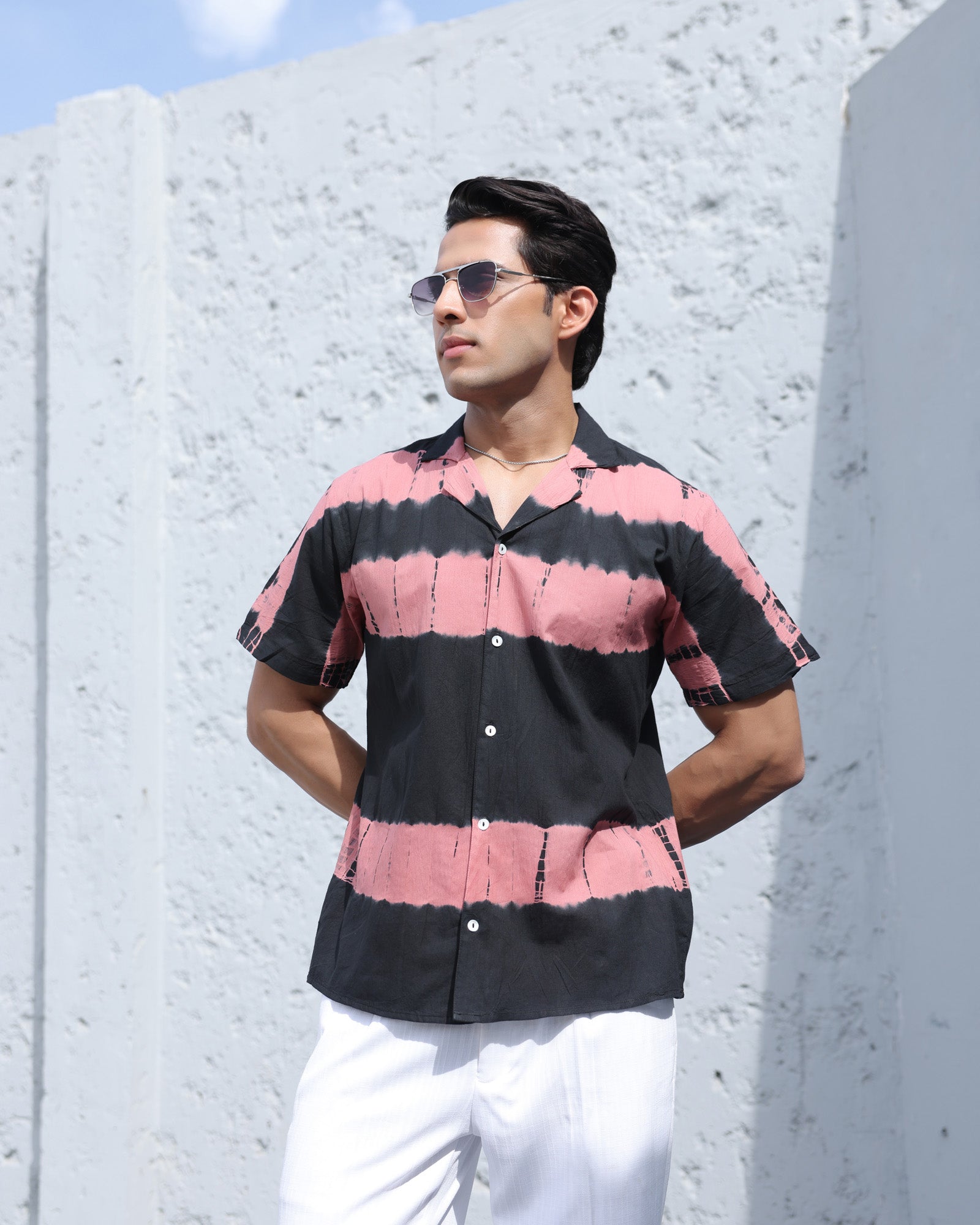 Midnight Blush Tie-Dye Cotton Shirt