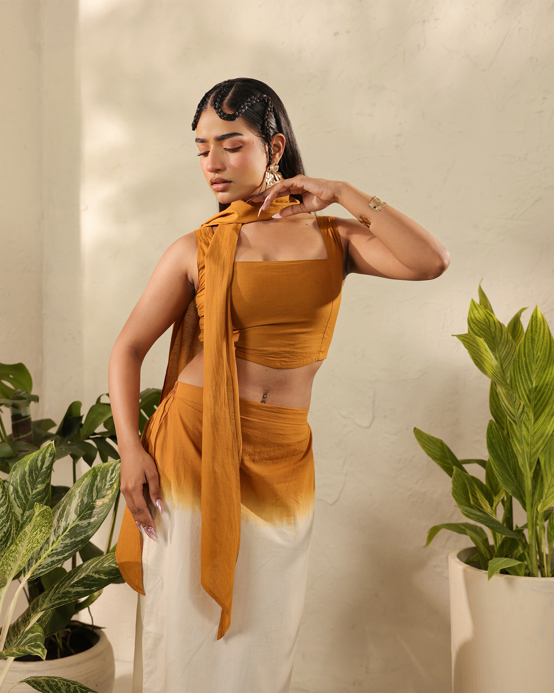 Women’s Ethnic Co-Ord Set in Rust Ombre Design