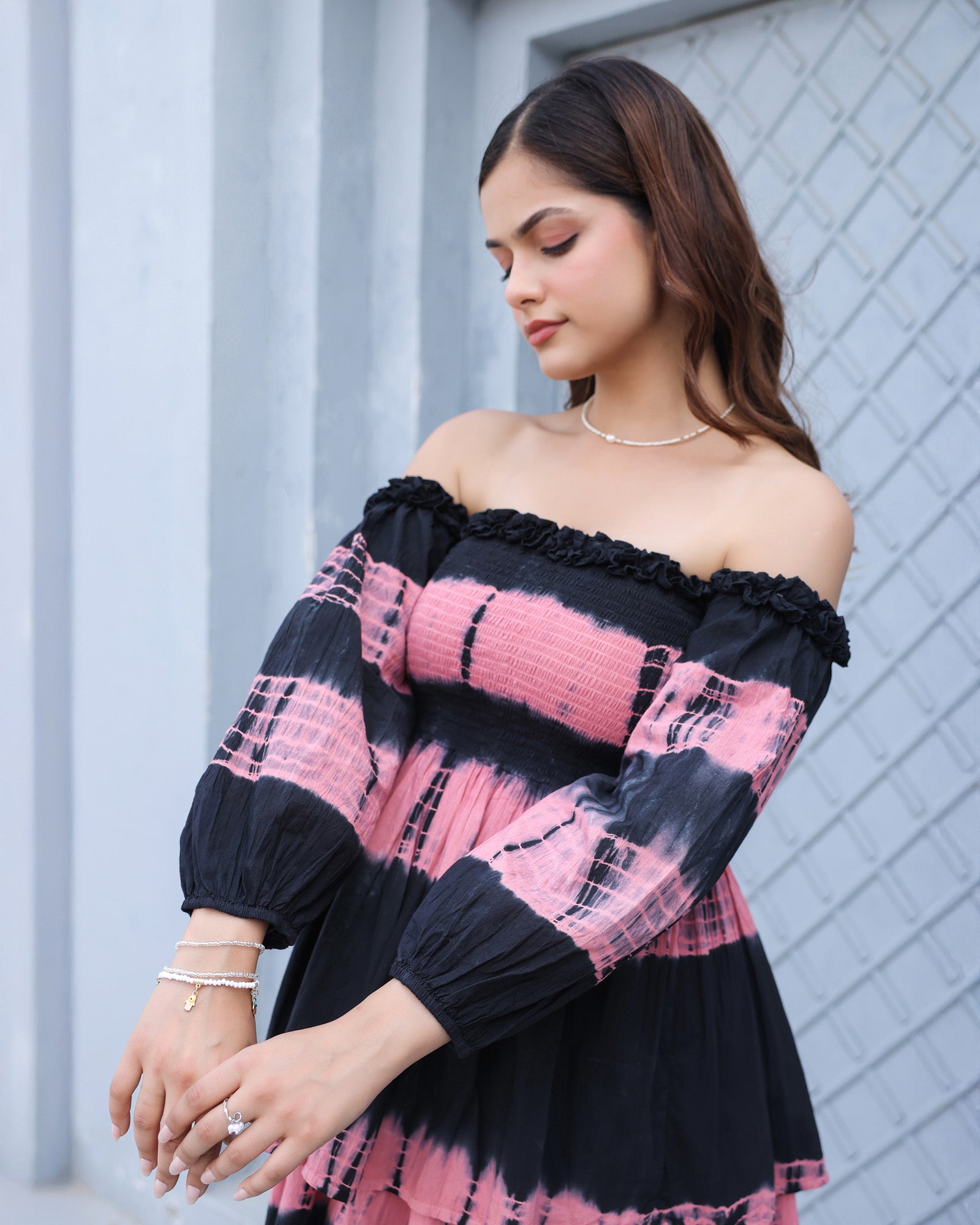 Midnight Blush Off-Shoulder Dress