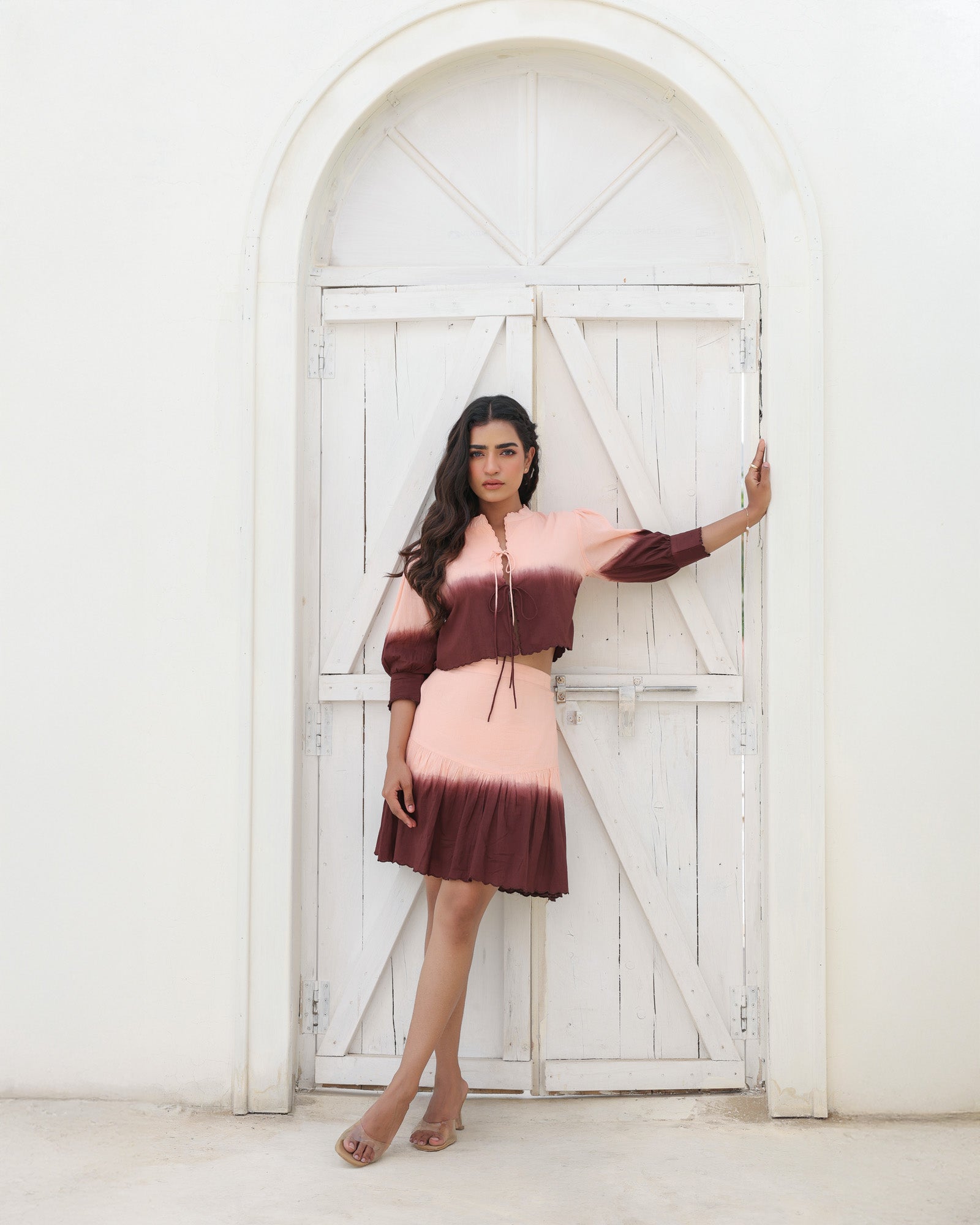 Cocoa Blush Tie-Dye Top and Skirt Set