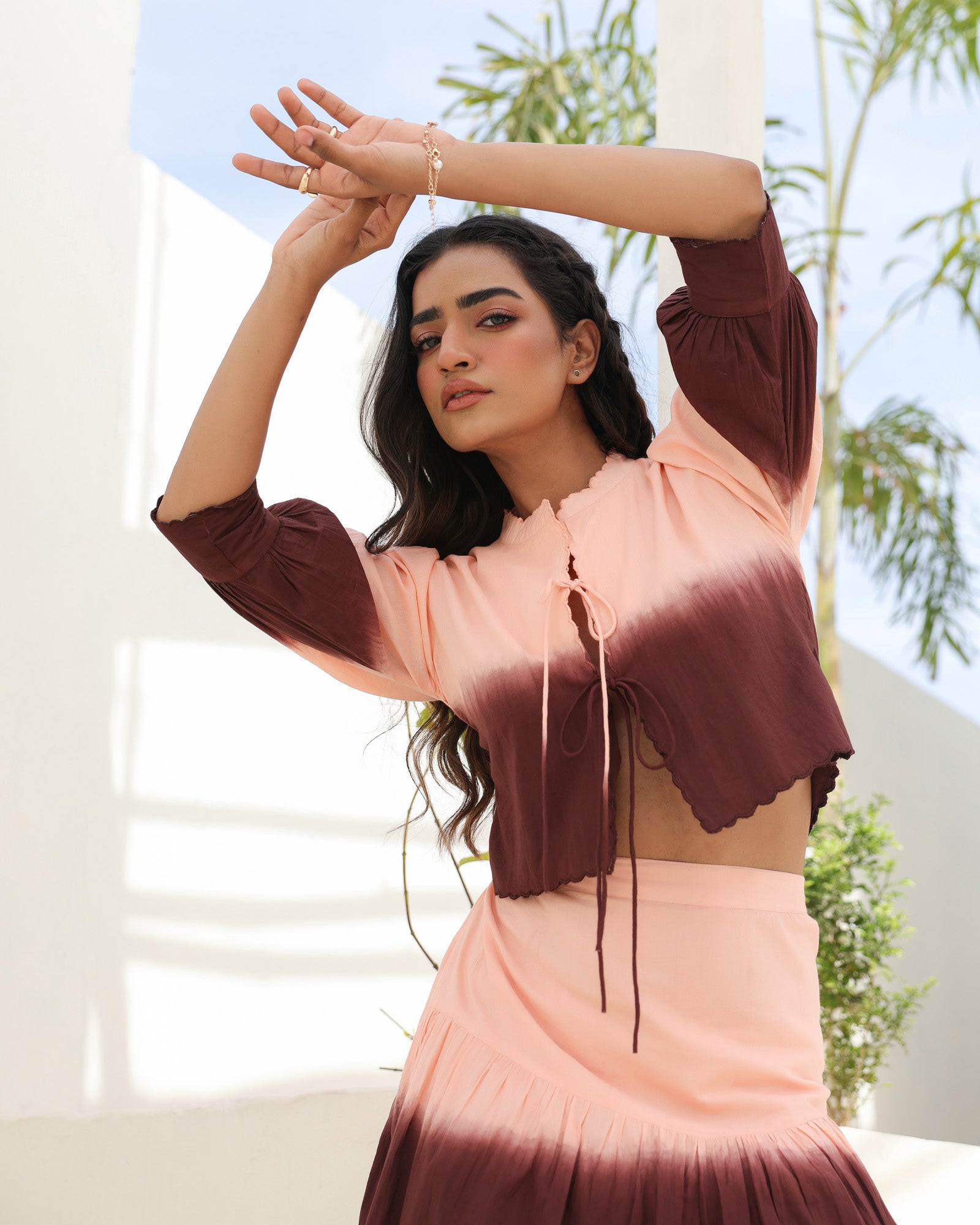 Cocoa Blush Tie-Dye Top and Skirt Set
