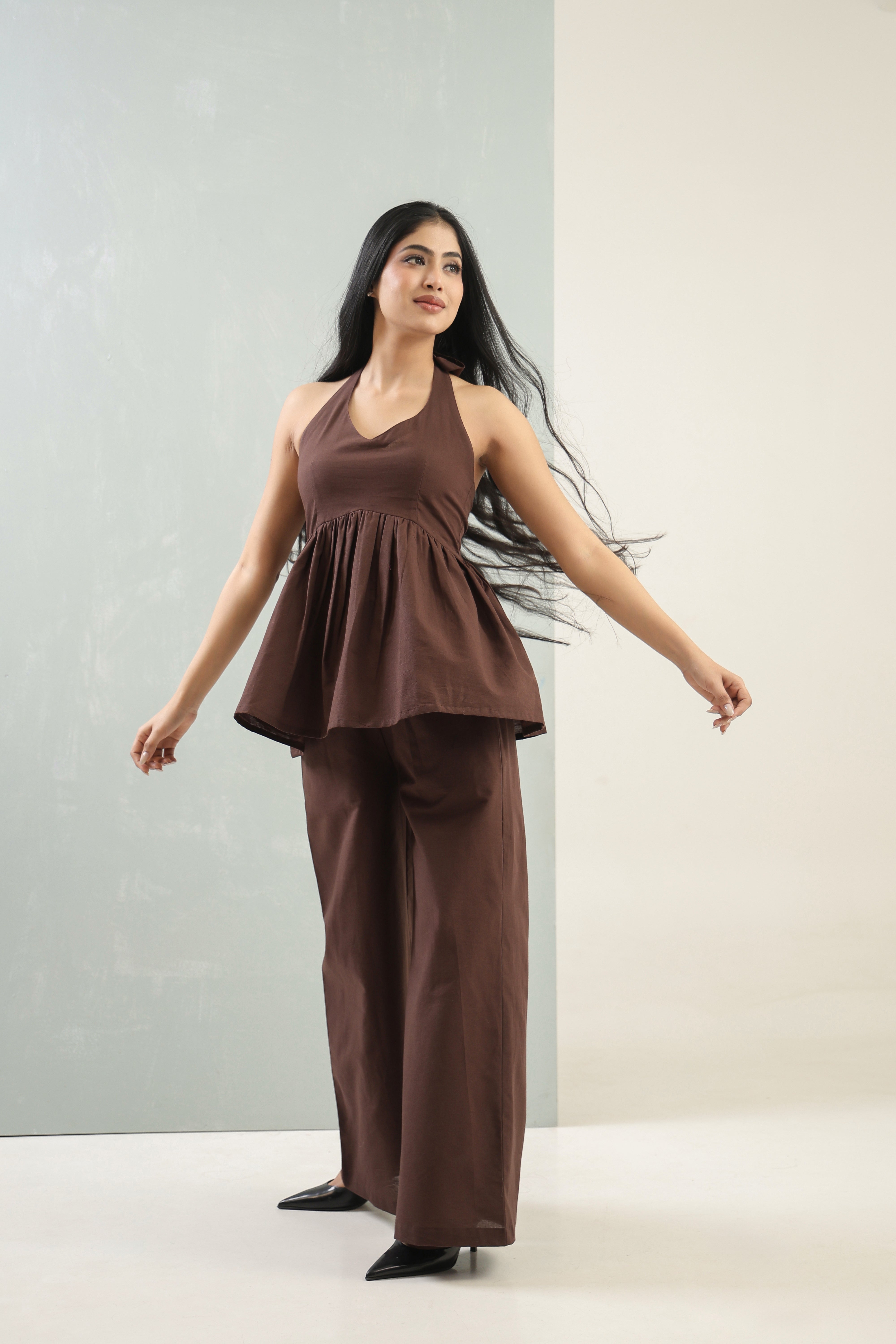 Cocoa Bloom Halter Co-Ord Set