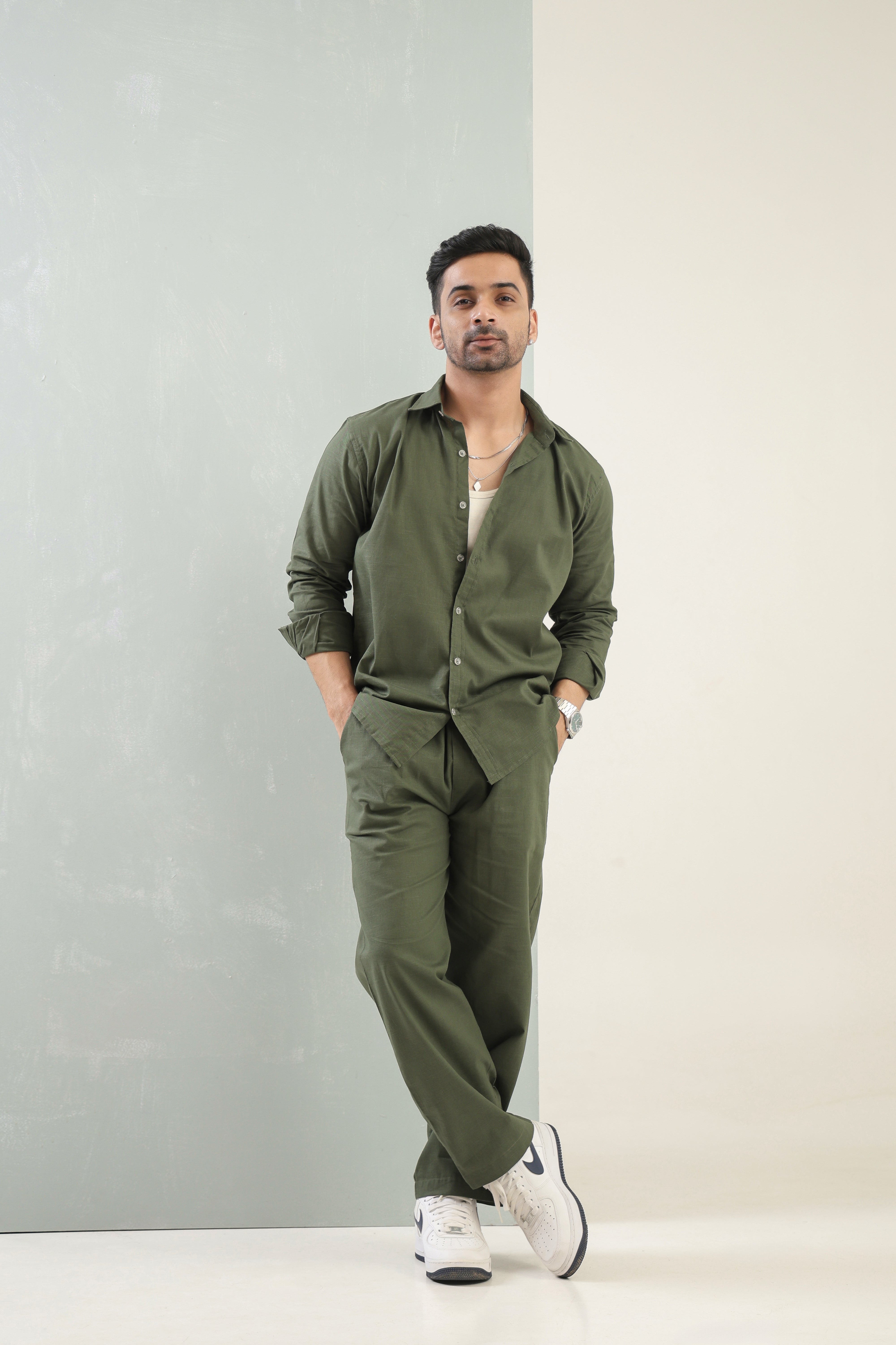 Mens Olive Green Signature Co-Ord Set